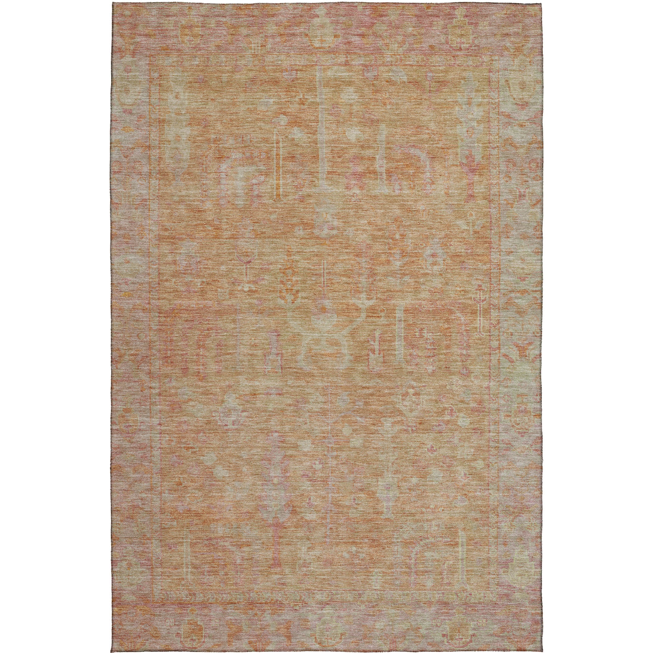 Luxury Washable Indoor/Outdoor traditional SL11 Coral Orange Rug 2'6" x 3'10" #shape_Rectangle