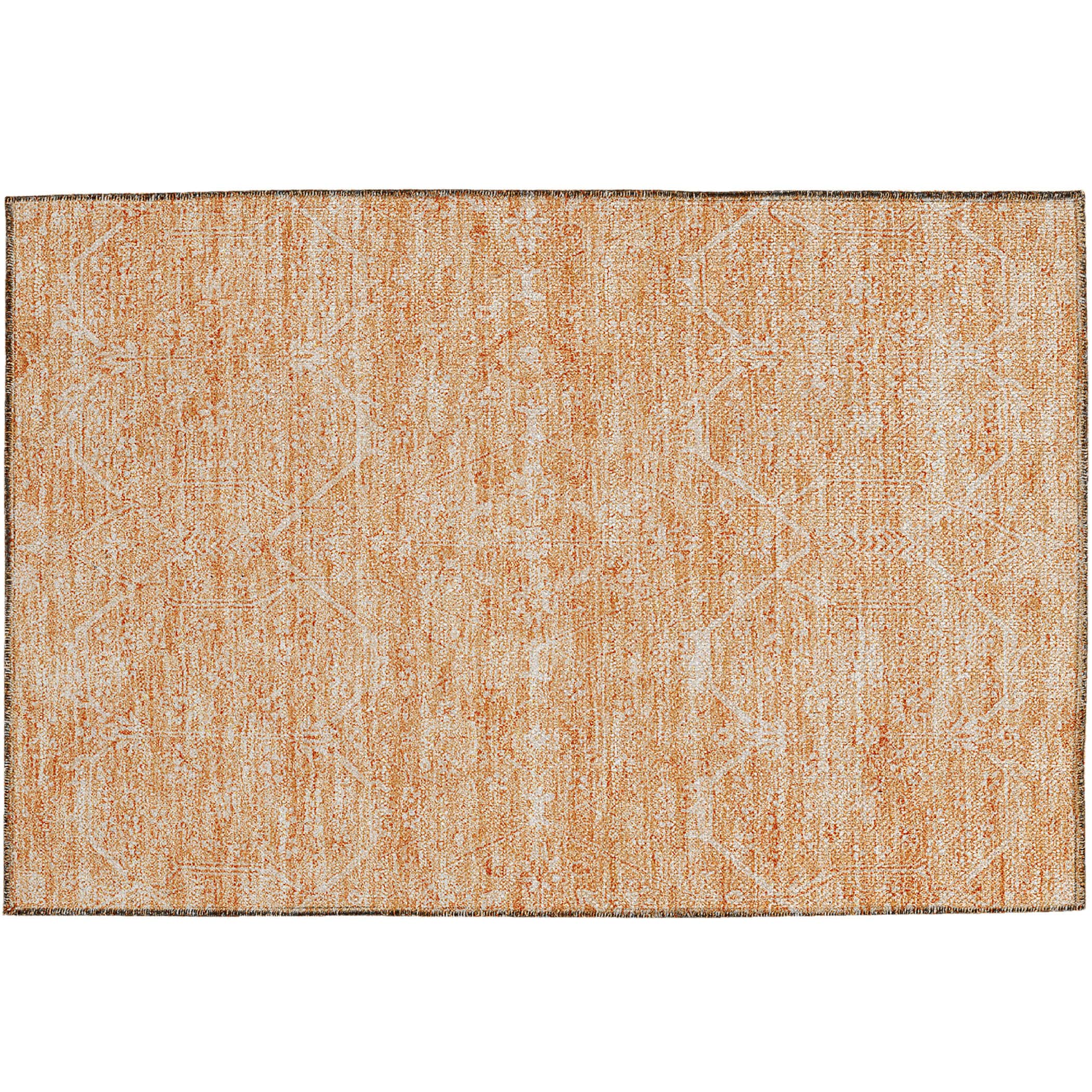 Luxury Washable Indoor/Outdoor transitional SL12 Salmon Orange Rug 1'8" x 2'6" #shape_Rectangle