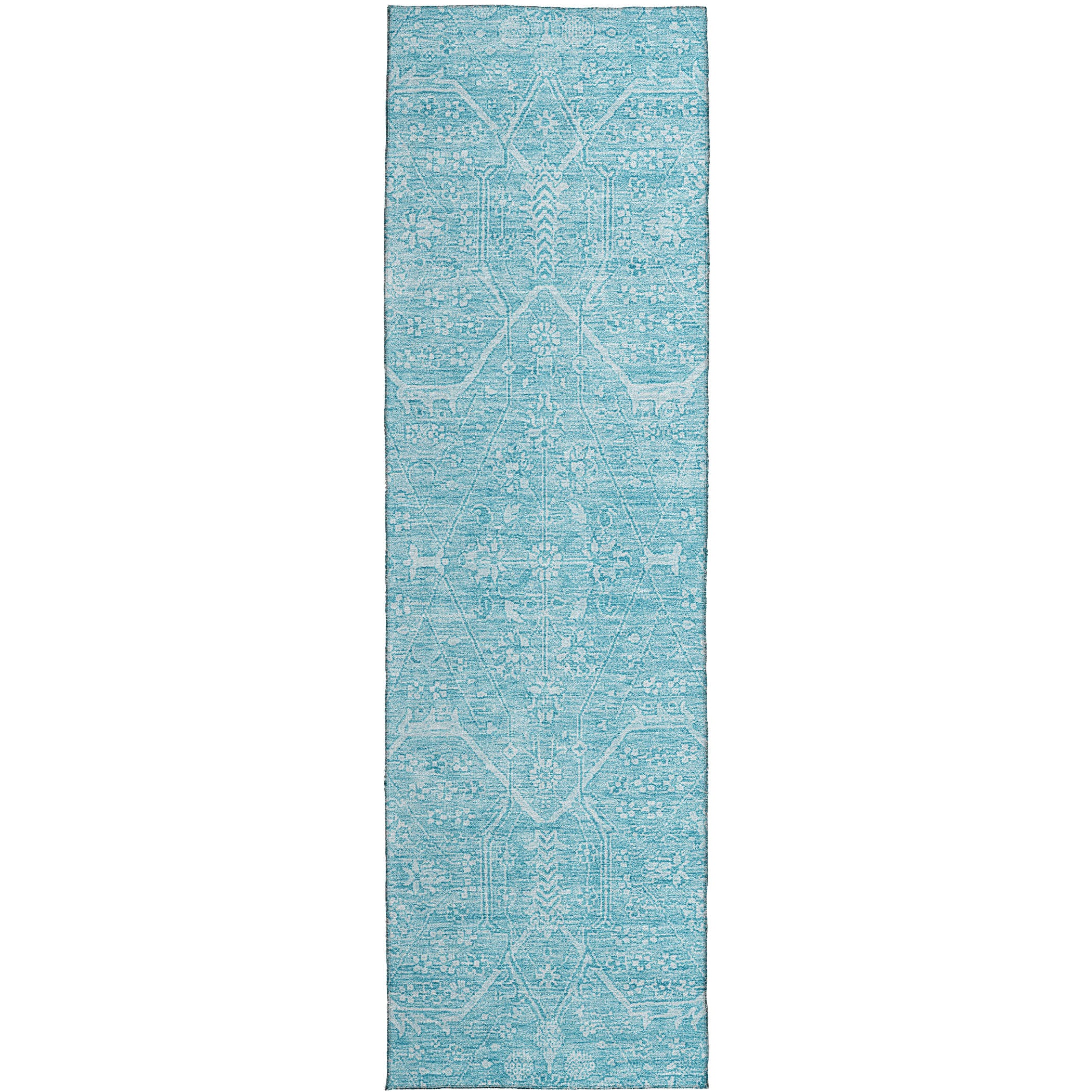 Luxury Washable Indoor/Outdoor transitional SL12 Sky Blue Rug 2'3" x 7'6" #shape_Runner