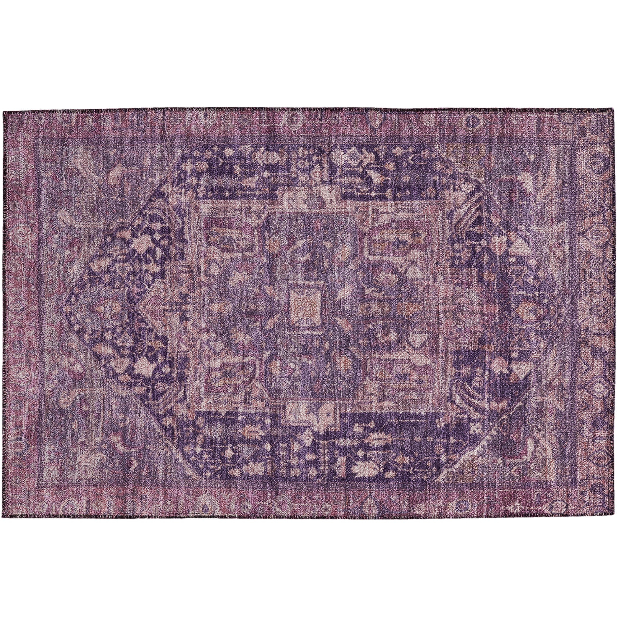 Luxury Washable Indoor/Outdoor traditional SL14 Eggplant Purple Rug 1'8" x 2'6" #shape_Rectangle