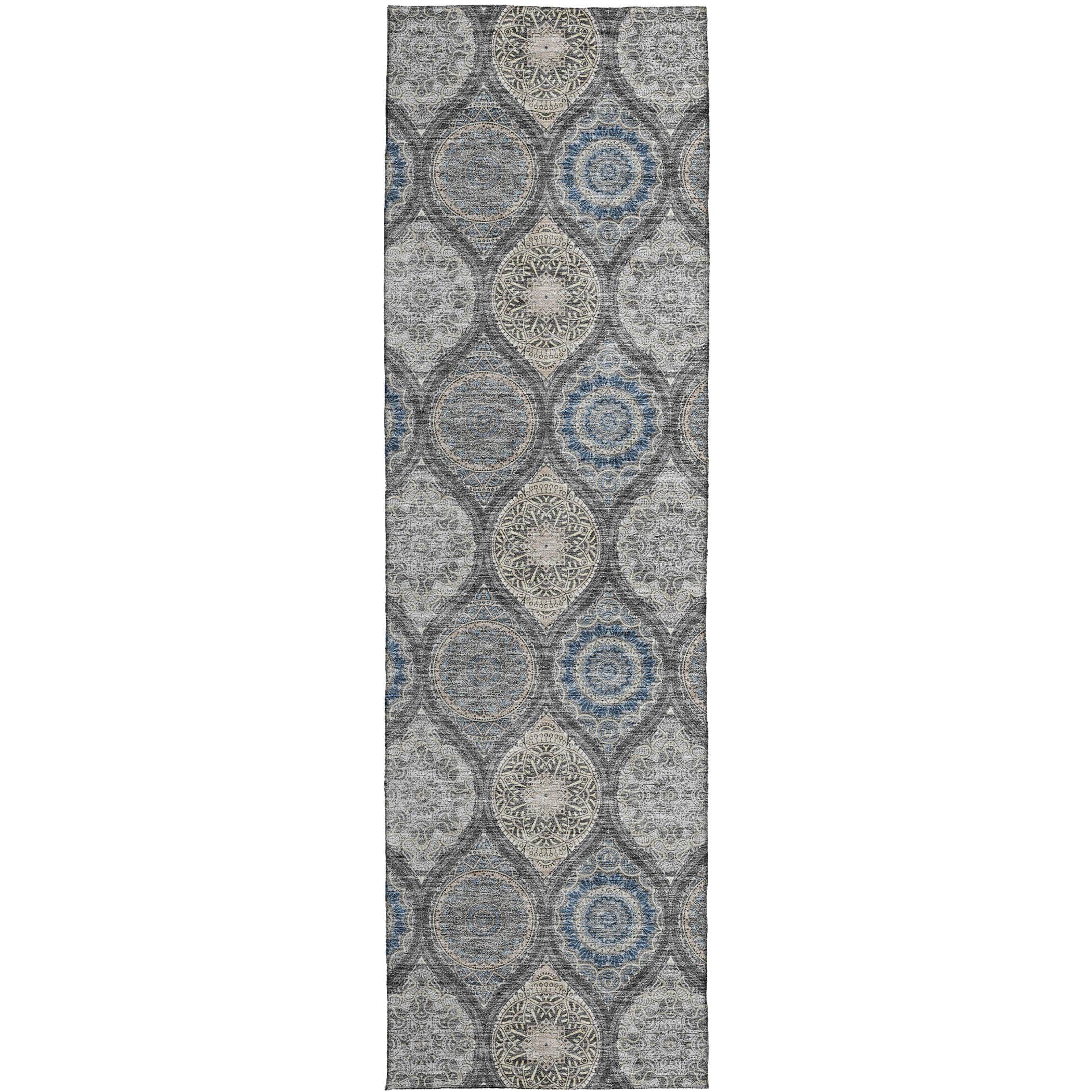 Luxury Washable Indoor/Outdoor transitional SL1 Gray Rug 2'3" x 7'6" #shape_Runner