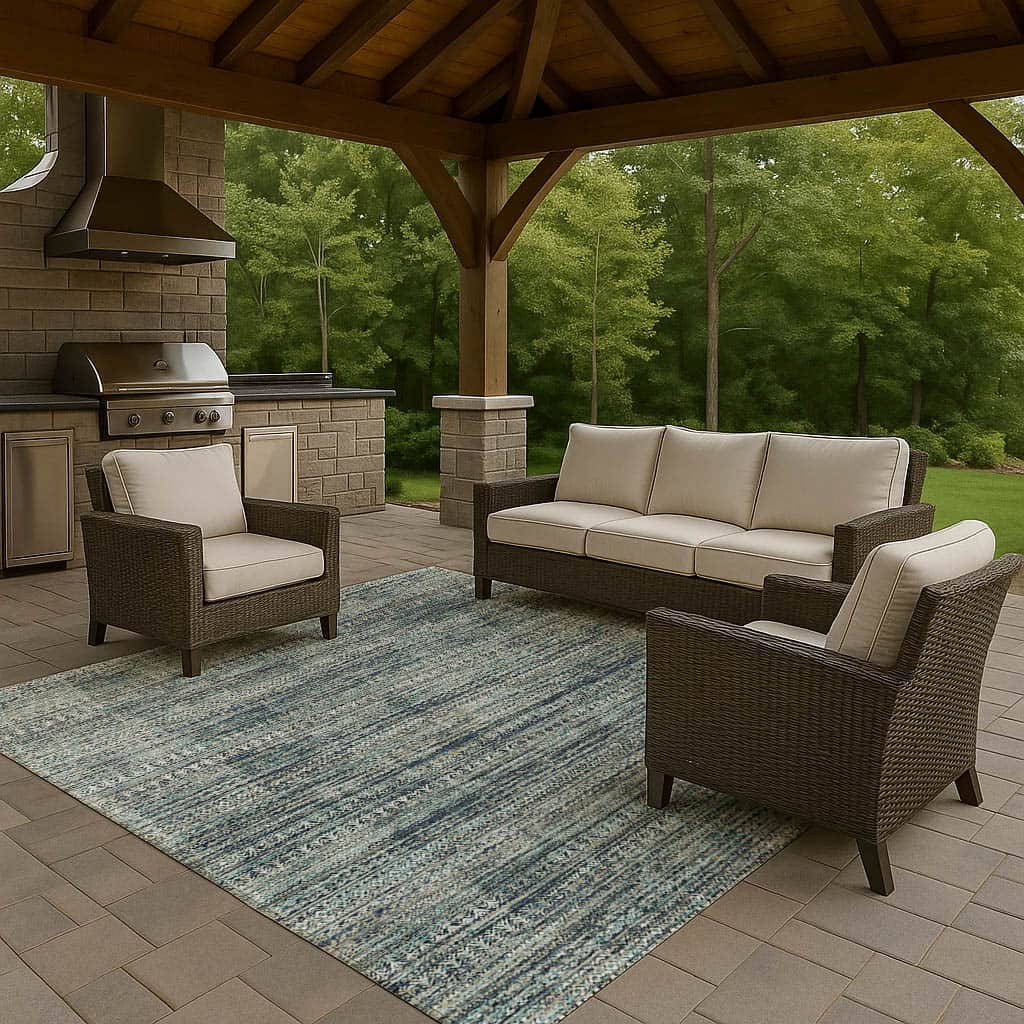Luxury Washable Indoor/Outdoor transitional SL3 Teal Rug 2'6" x 3'10" #shape_Rectangle