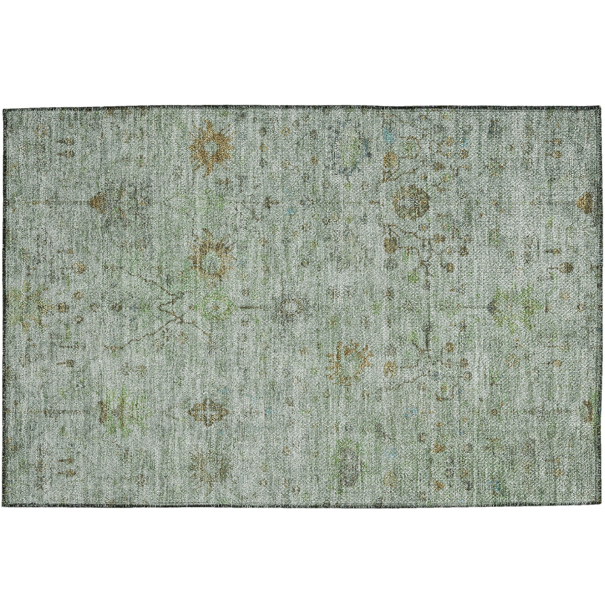 Luxury Washable Indoor/Outdoor traditional SL4 Aloe Green Rug 1'8" x 2'6" #shape_Rectangle