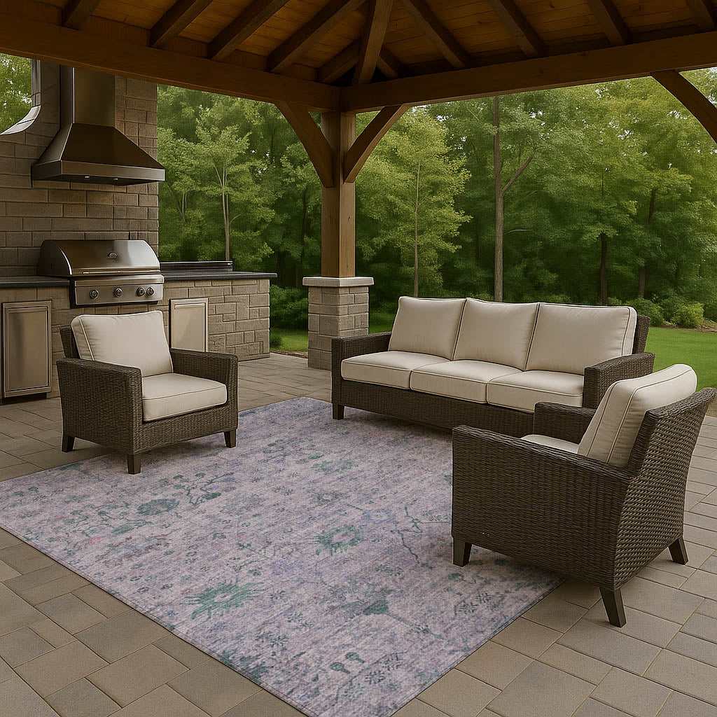 Luxury Washable Indoor/Outdoor traditional SL4 Lavender Purple Rug 2'6" x 3'10" #shape_Rectangle