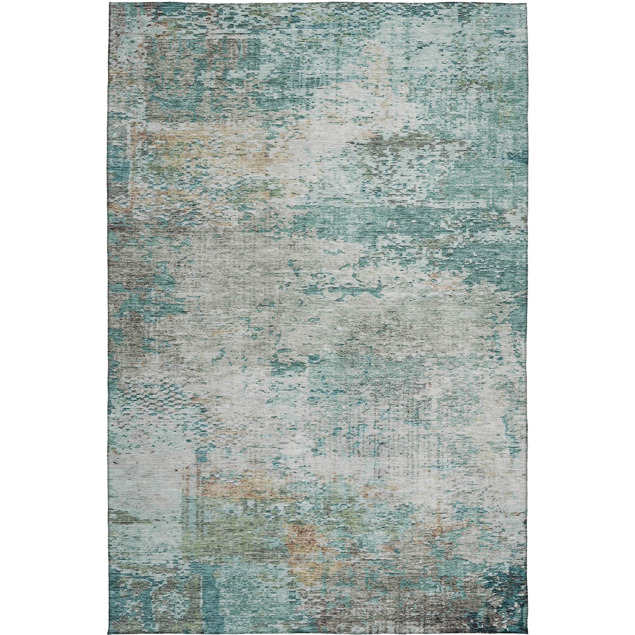 Luxury Washable Indoor/Outdoor transitional SL5 Teal Rug 2'6" x 3'10" #shape_Rectangle