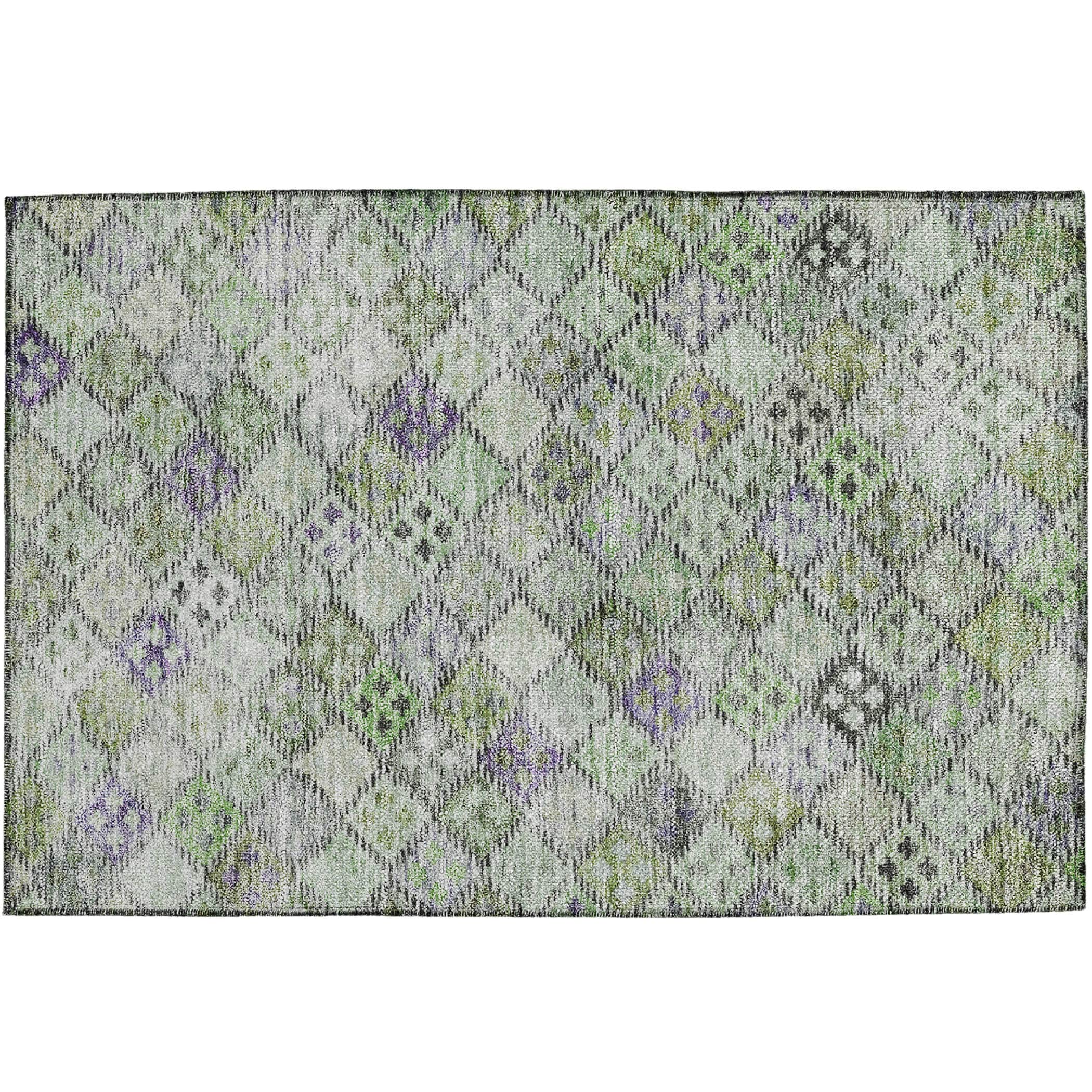 Luxury Washable Indoor/Outdoor transitional SL6 Green Rug 1'8" x 2'6" #shape_Rectangle