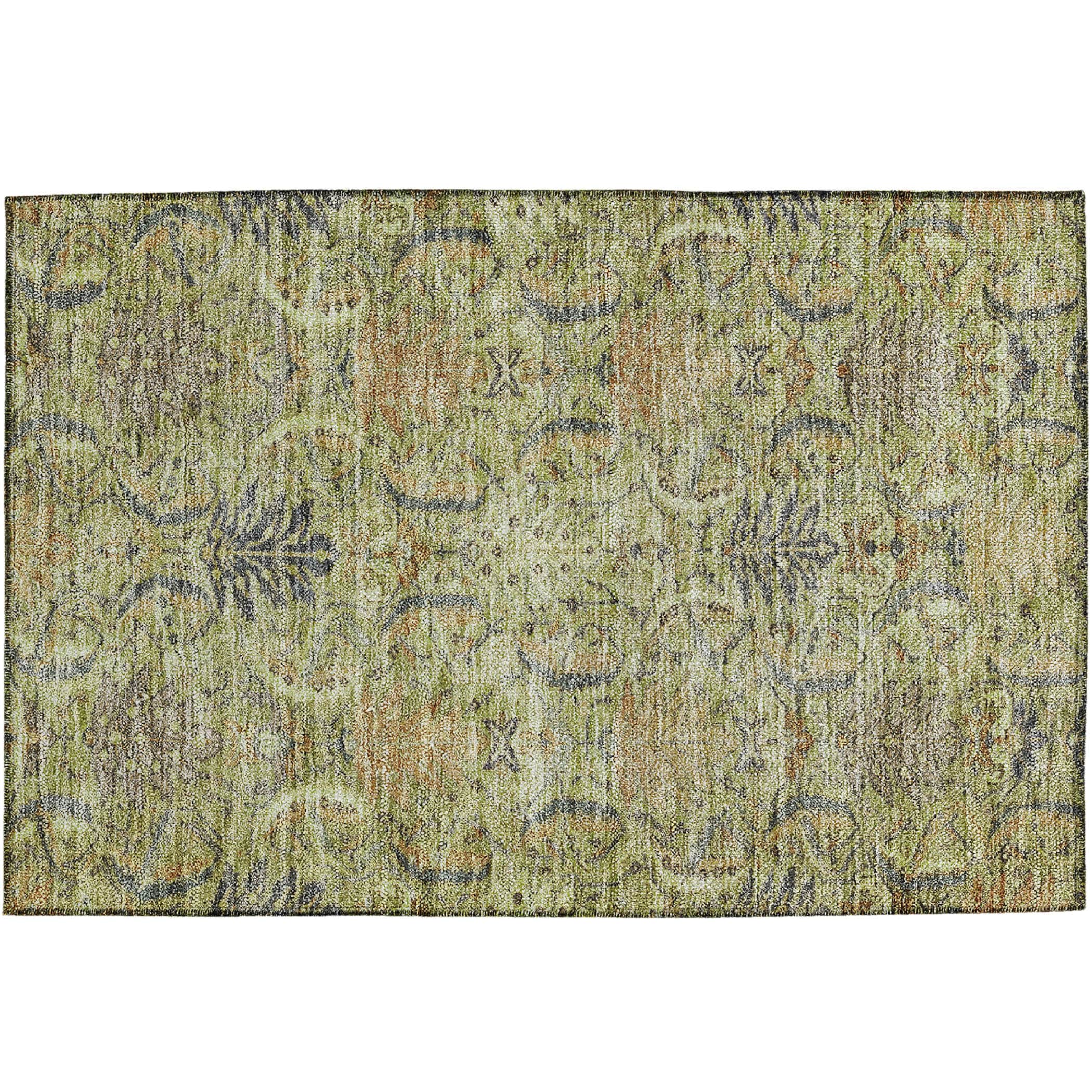 Luxury Washable Indoor/Outdoor transitional SL7 Aloe Green Rug 1'8" x 2'6" #shape_Rectangle