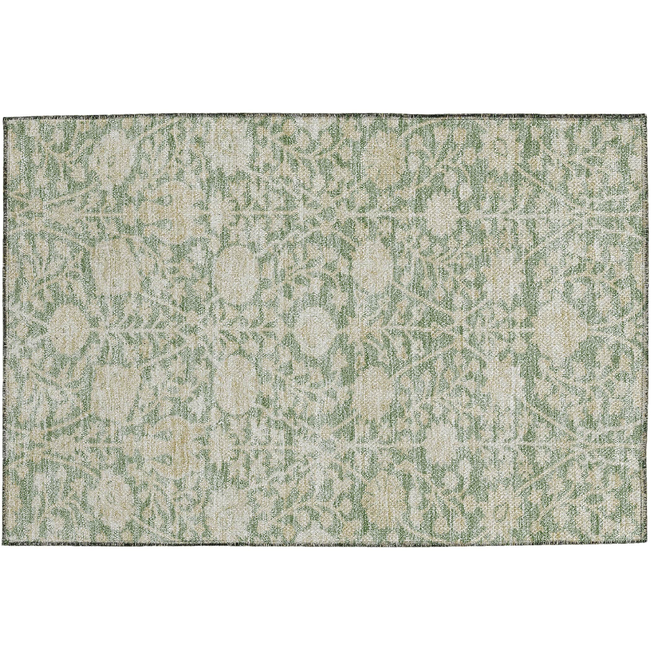 Luxury Washable Indoor/Outdoor transitional SL8 Aloe Green Rug 1'8" x 2'6" #shape_Rectangle