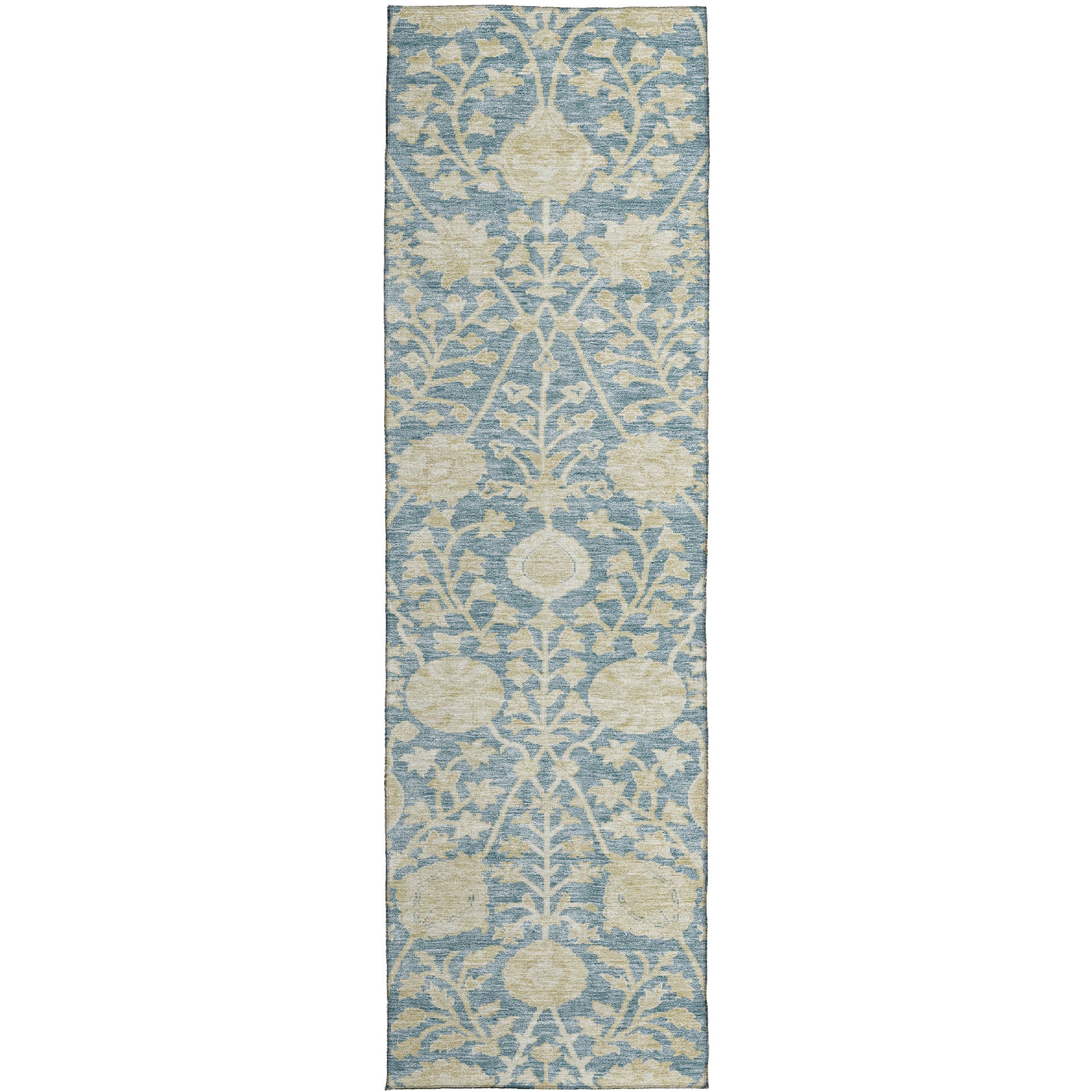Luxury Washable Indoor/Outdoor transitional SL8 Sky Blue Rug 2'3" x 7'6" #shape_Runner