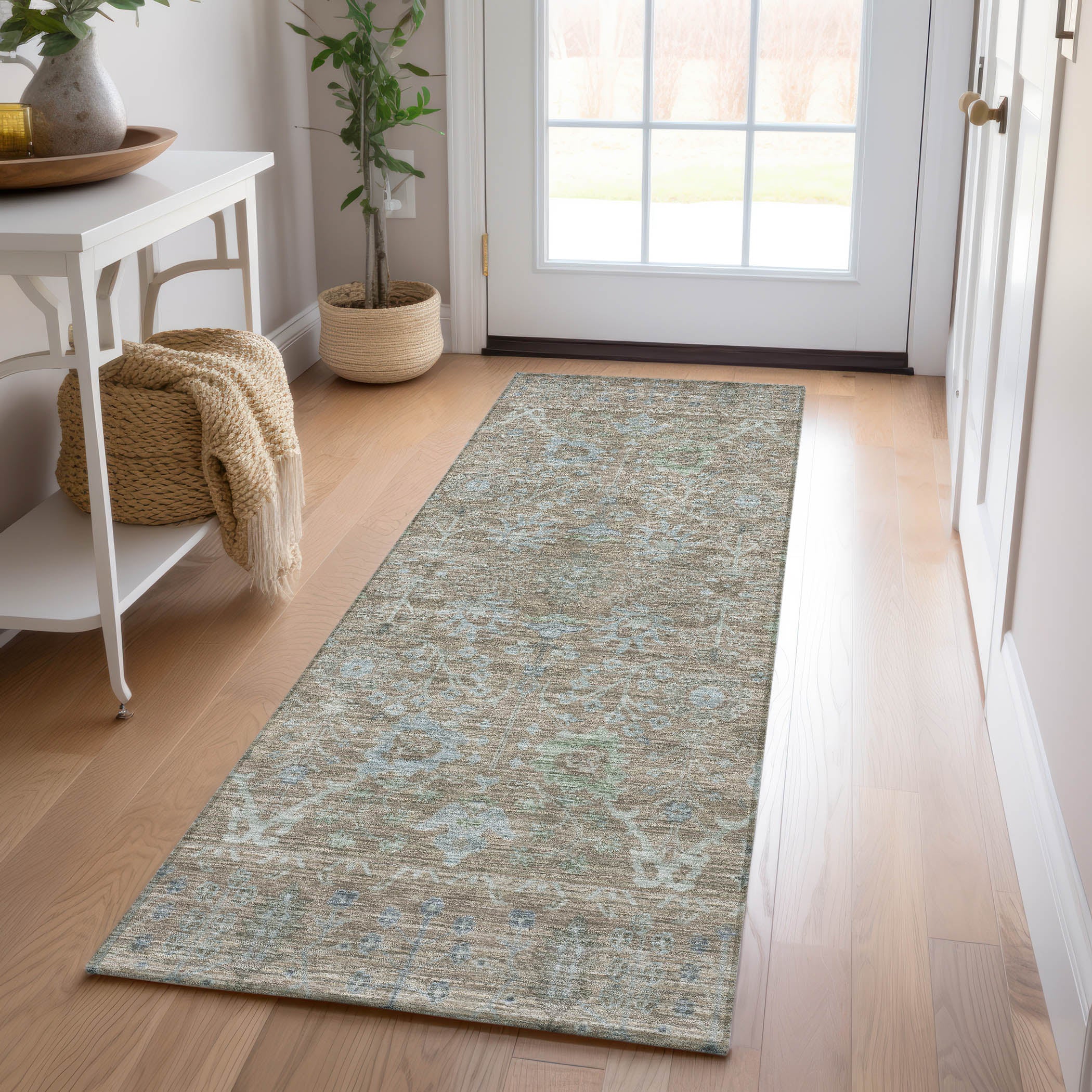 Luxury Washable Indoor/Outdoor traditional SL9 Brown Rug 2'3" x 7'6" #shape_Runner