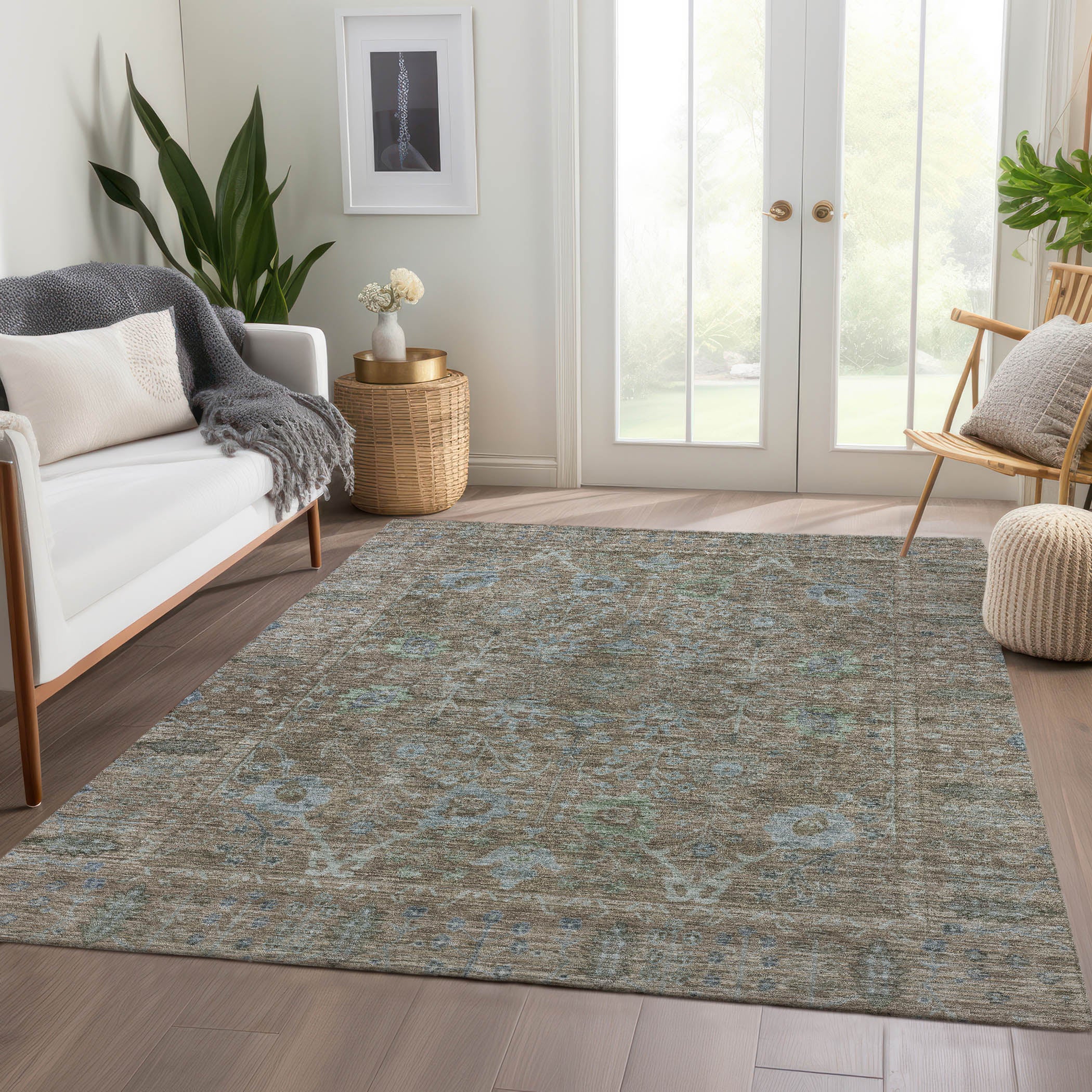 Luxury Washable Indoor/Outdoor traditional SL9 Brown Rug 2'6" x 3'10" #shape_Rectangle