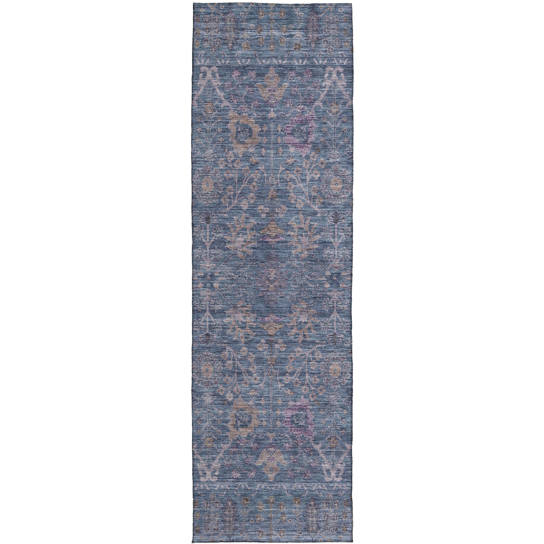 Luxury Washable Indoor/Outdoor traditional SL9 Denim Blue Rug 2'3" x 7'6" #shape_Runner