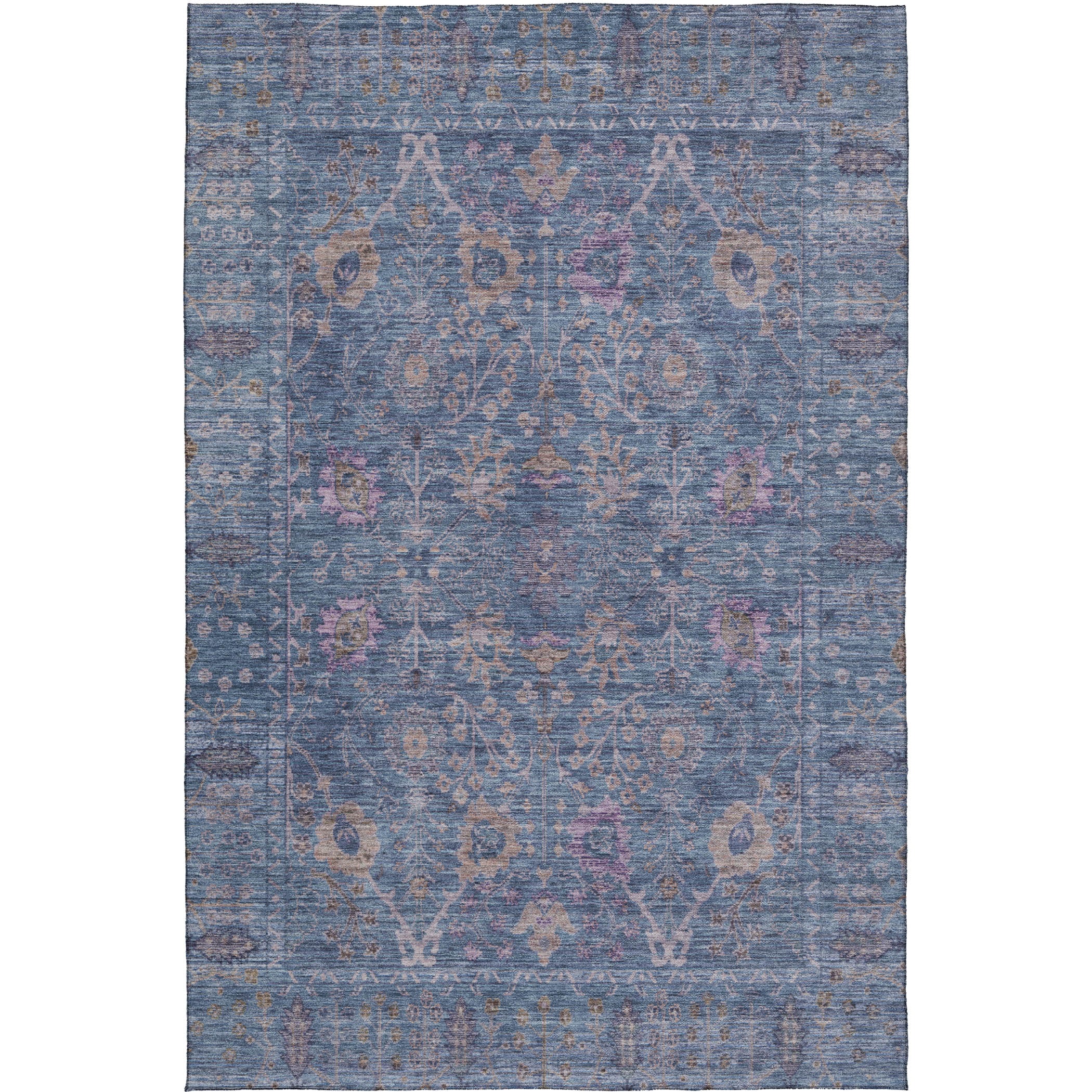Luxury Washable Indoor/Outdoor traditional SL9 Denim Blue Rug 2'6" x 3'10" #shape_Rectangle