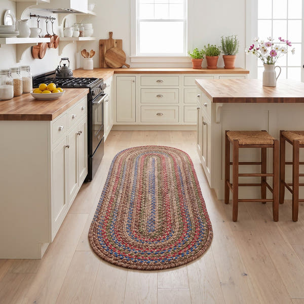 Brown Portsmouth braided rug, 2x6 runner, in a galley kitchen #Size_2' x 6' Runner