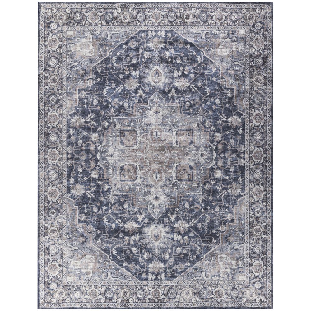 Machine Washable Series 1 SR101 Ivory Navy Rug #color_ivory navy