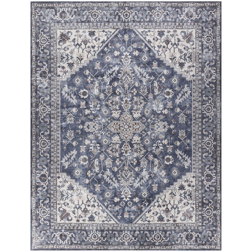 Machine Washable Series 1 SR104 Navy Ivory Rug #color_navy ivory