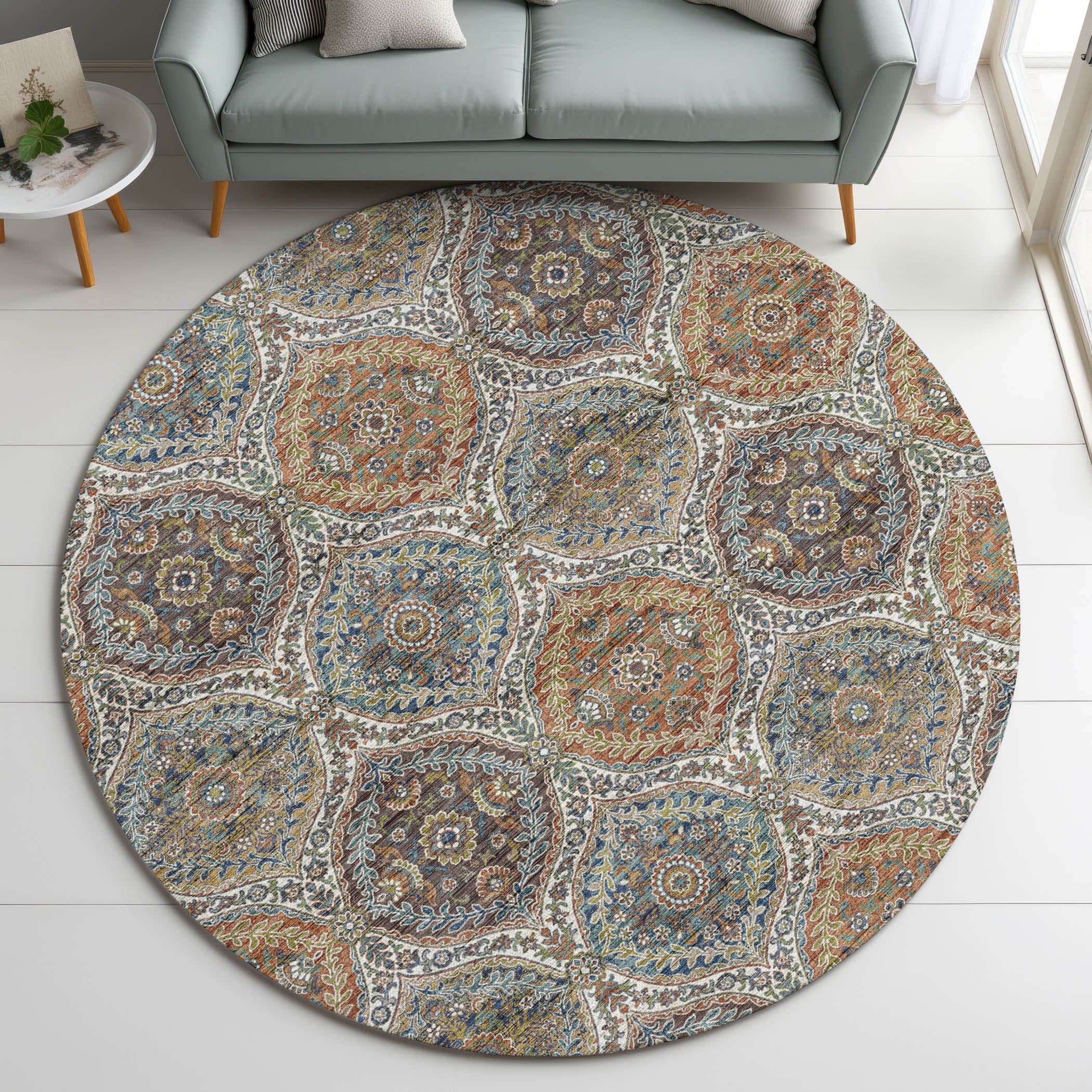Indoor/Outdoor Transitional SR12 Multi Rug 8' x 8' #shape_Round