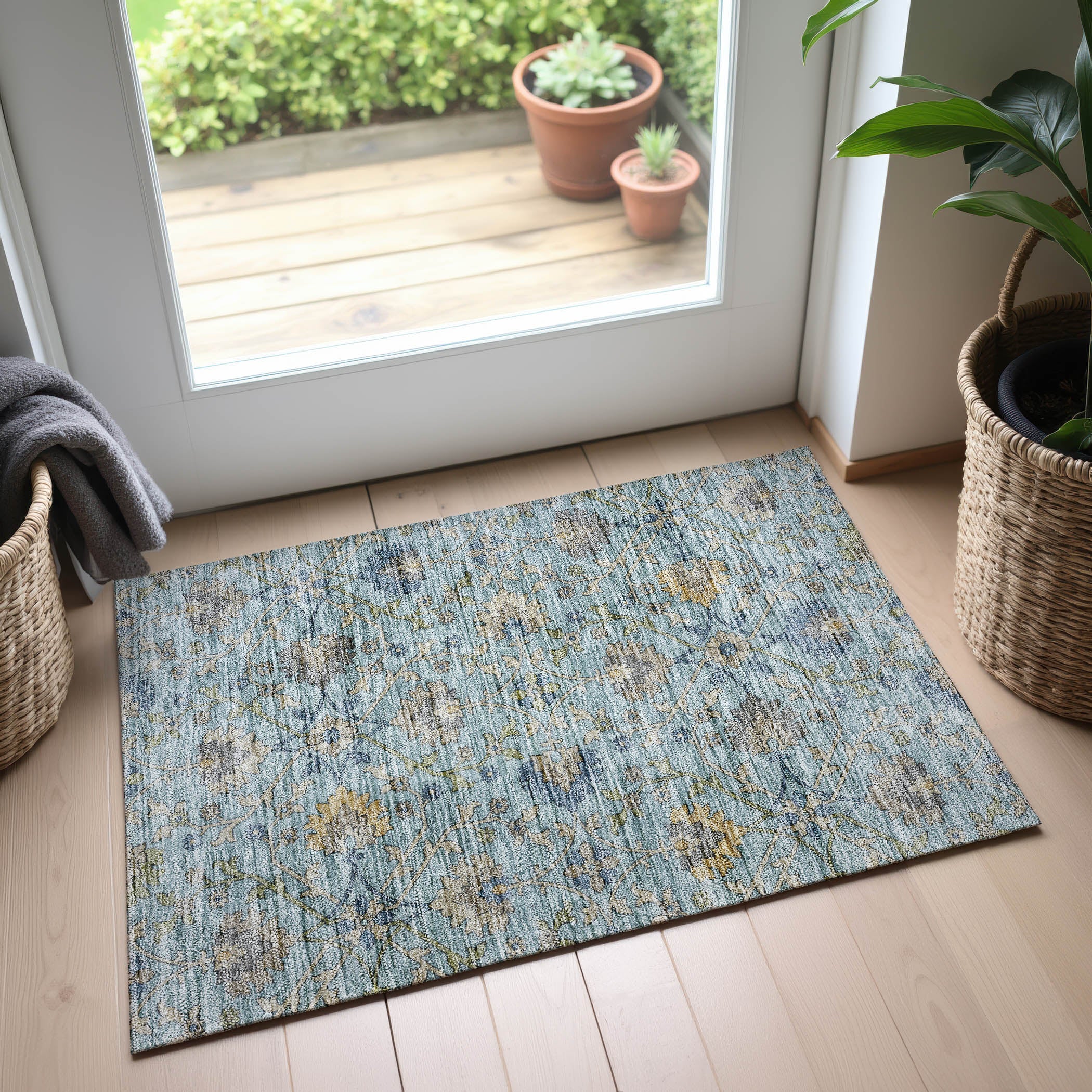 Indoor/Outdoor Transitional SR1 Denim Blue Rug 1'8" x 2'6" #shape_Rectangle