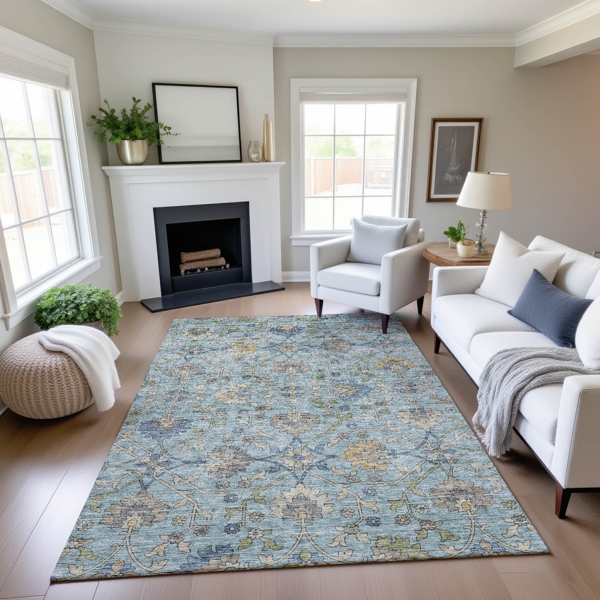Indoor/Outdoor Transitional SR1 Denim Blue Rug 2'6" x 3'10" #shape_Rectangle