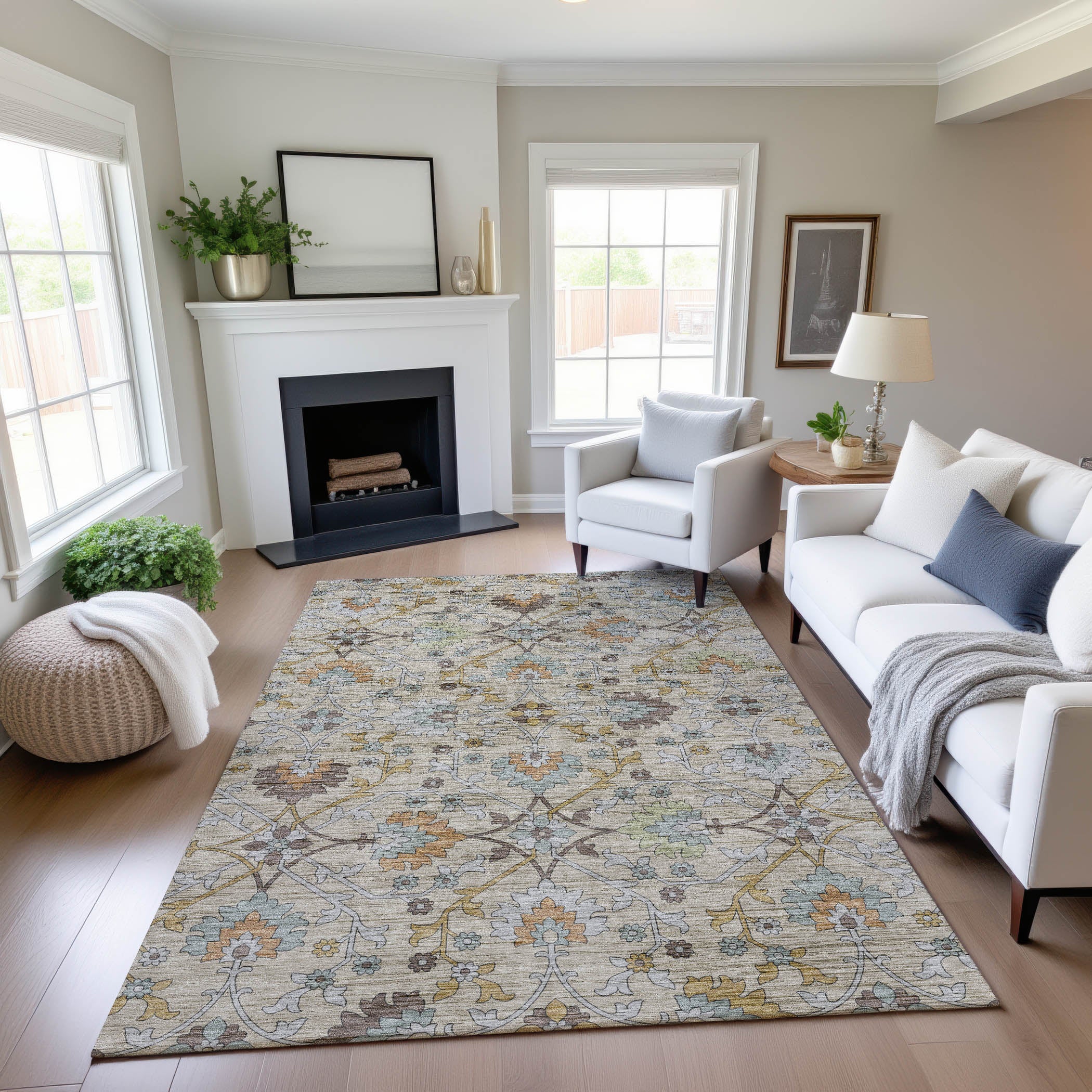 Indoor/Outdoor Transitional SR1 Flax Ivory Rug 2'6" x 3'10" #shape_Rectangle