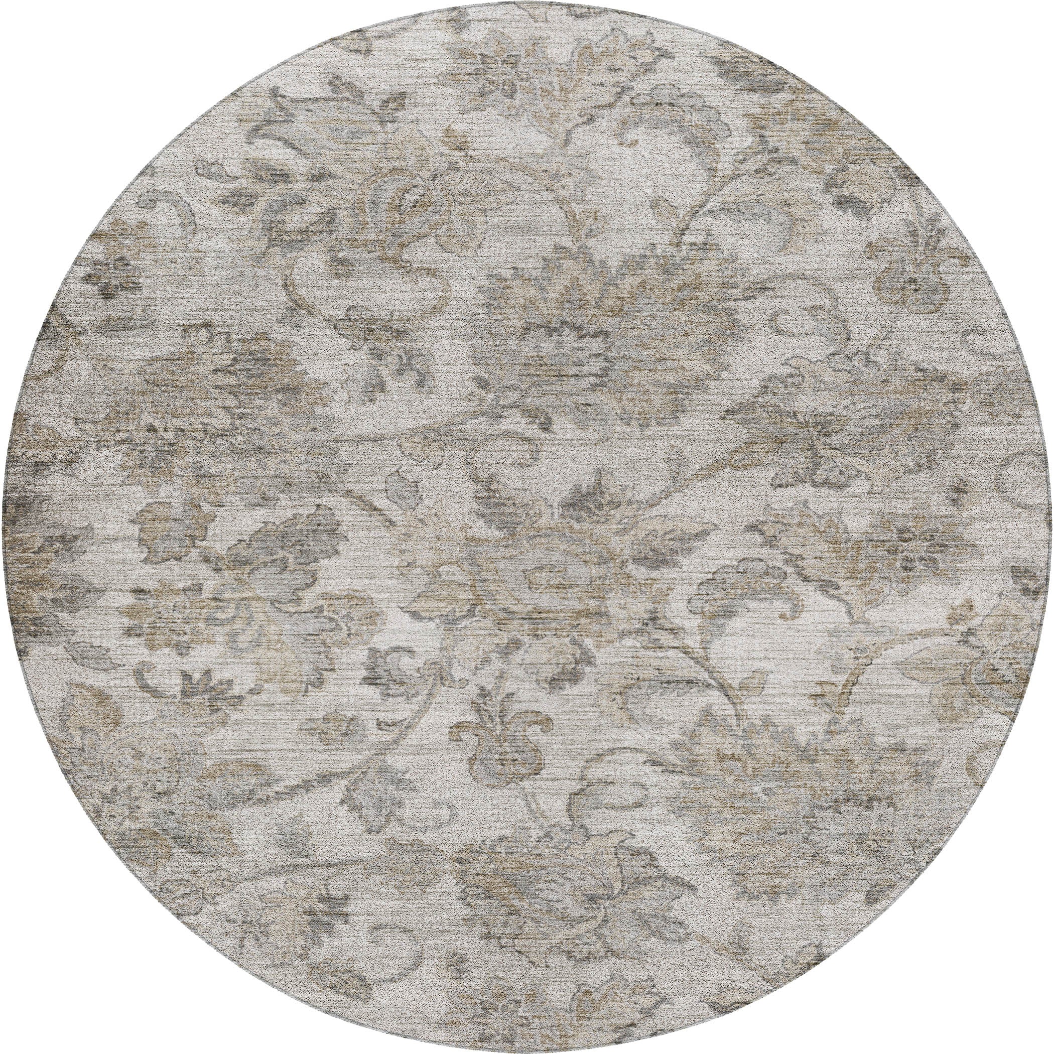 Indoor/Outdoor Transitional SR2 Linen Ivory Rug 8' x 8' #shape_Round