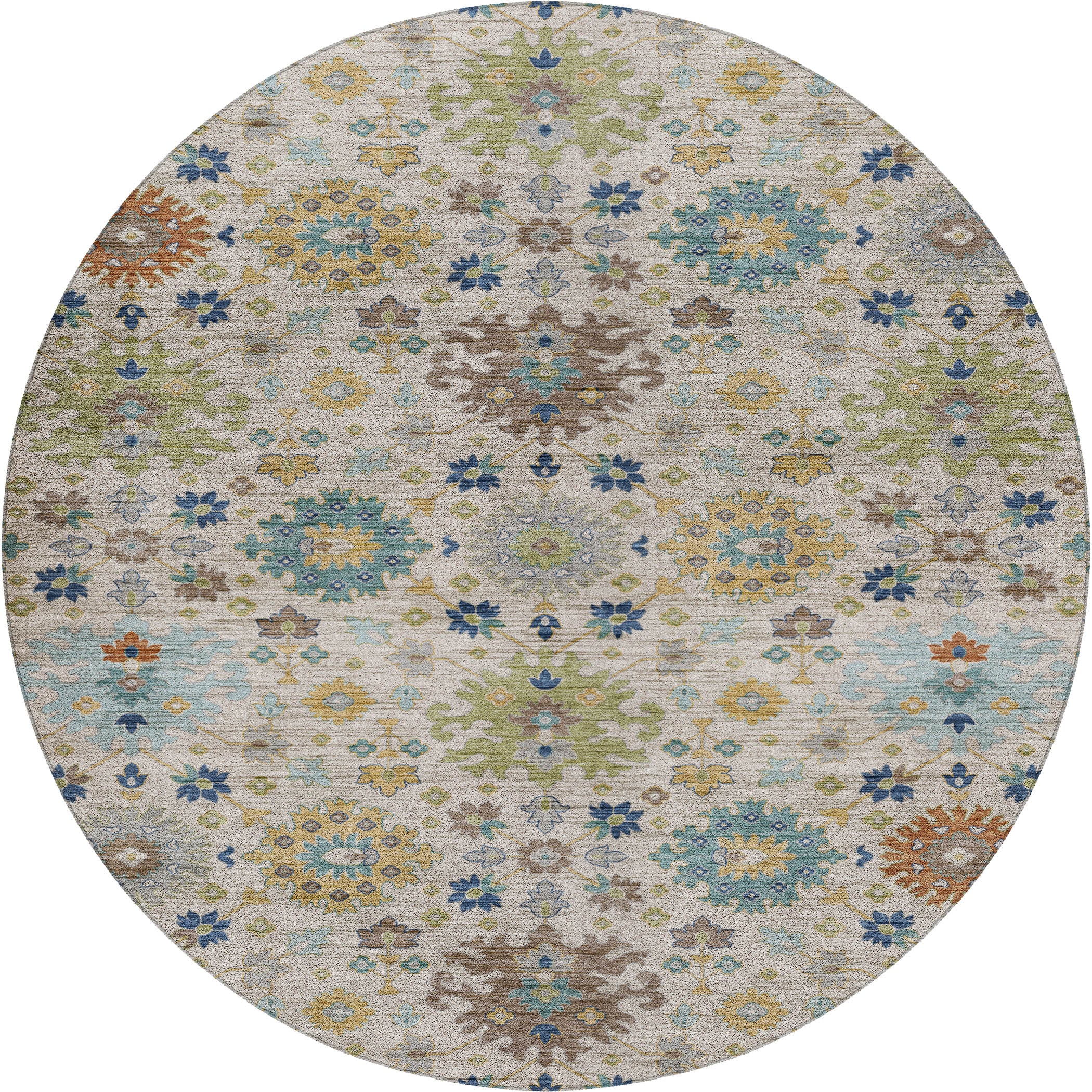 Indoor/Outdoor Traditional SR3 Ivory Rug 8' x 8' #shape_Round