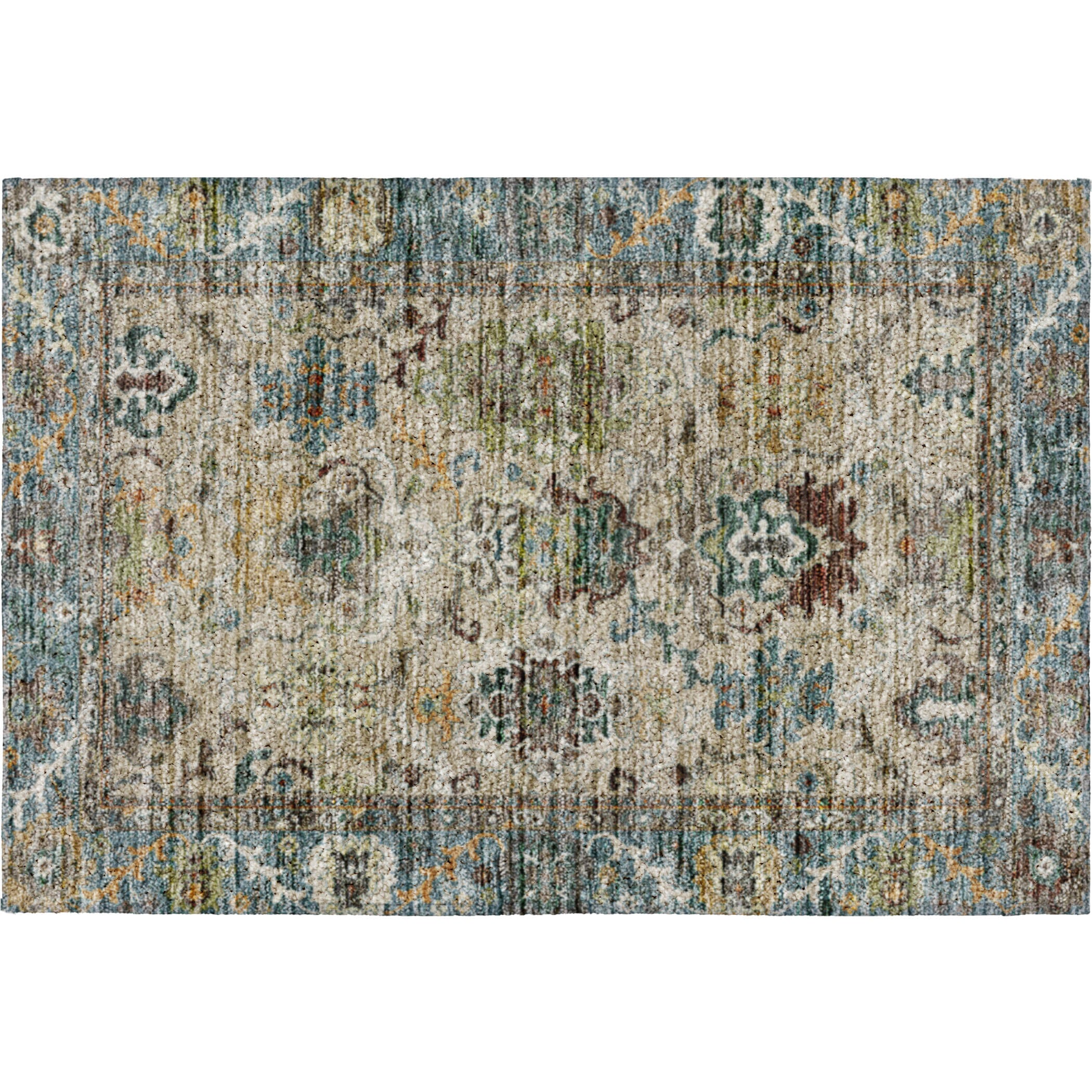 Indoor/Outdoor Traditional SR5 Aqua Teal Rug 1'8" x 2'6" #shape_Rectangle