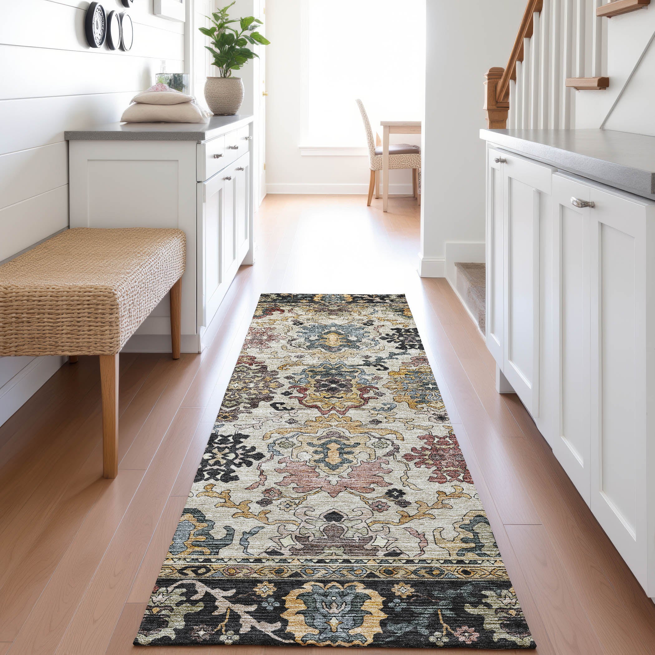 Indoor/Outdoor Traditional SR5 Black Rug 2'3" x 7'6" #shape_Runner