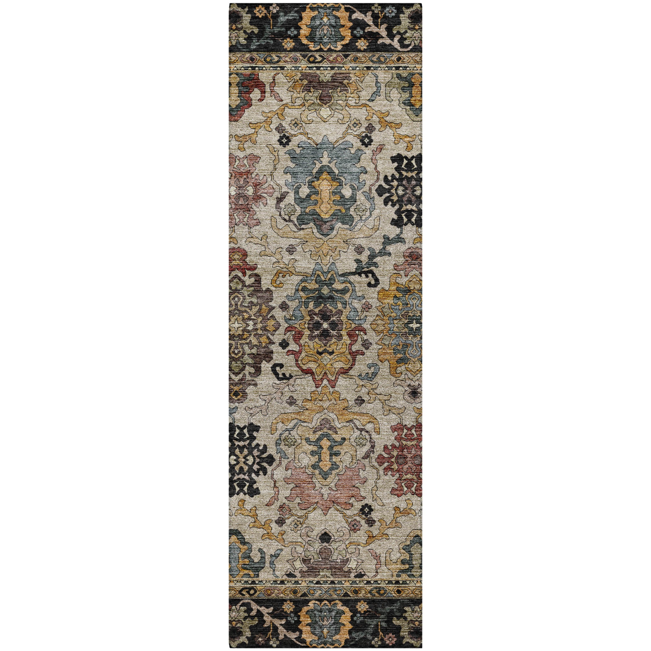 Indoor/Outdoor Traditional SR5 Black Rug 2'3" x 7'6" #shape_Runner