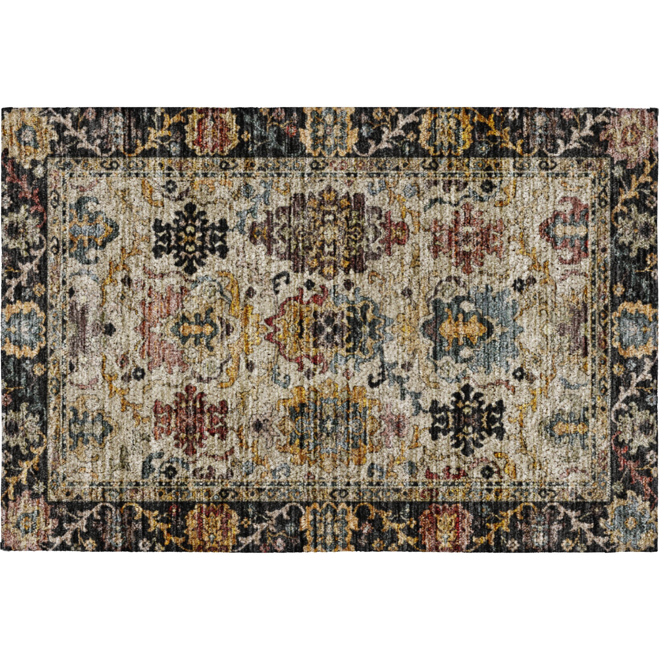Indoor/Outdoor Traditional SR5 Black Rug 1'8" x 2'6" #shape_Rectangle