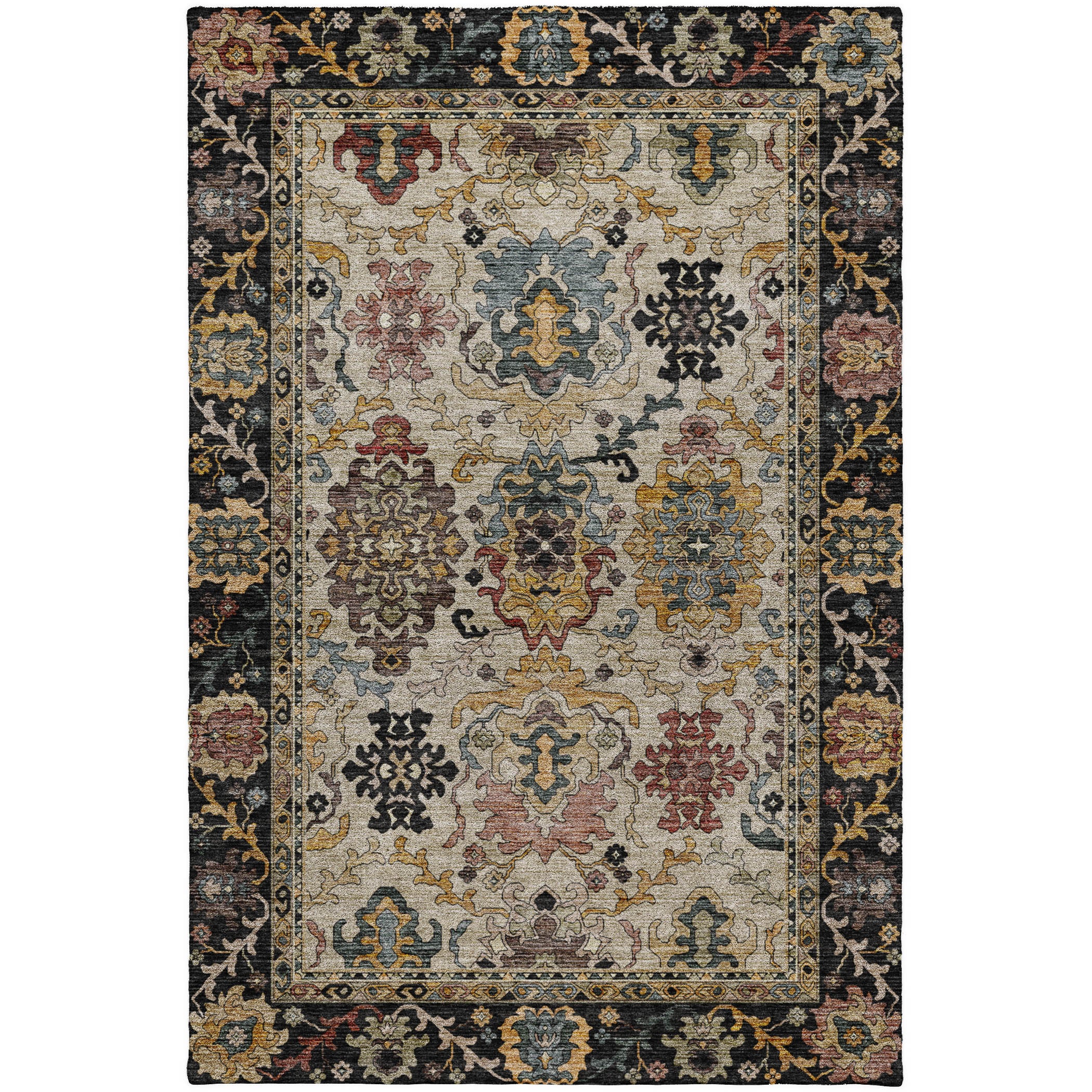 Indoor/Outdoor Traditional SR5 Black Rug 2'6" x 3'10" #shape_Rectangle