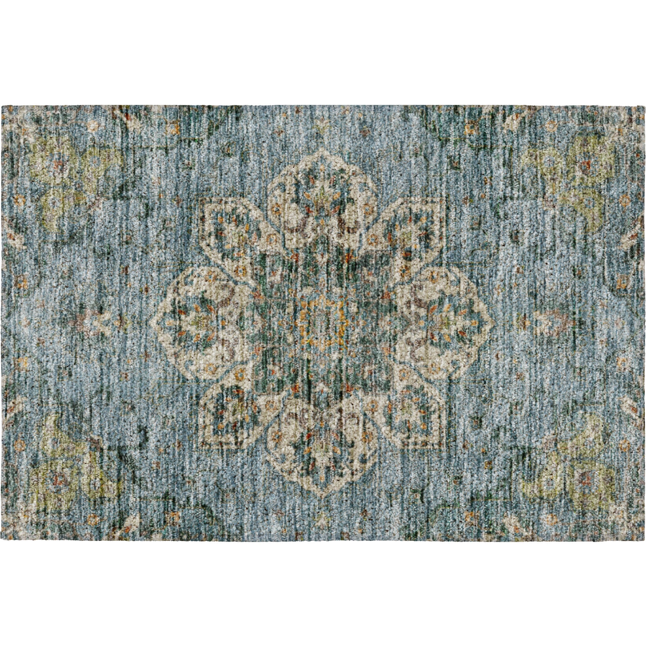 Indoor/Outdoor Traditional SR6 Aqua Teal Rug 1'8" x 2'6" #shape_Rectangle