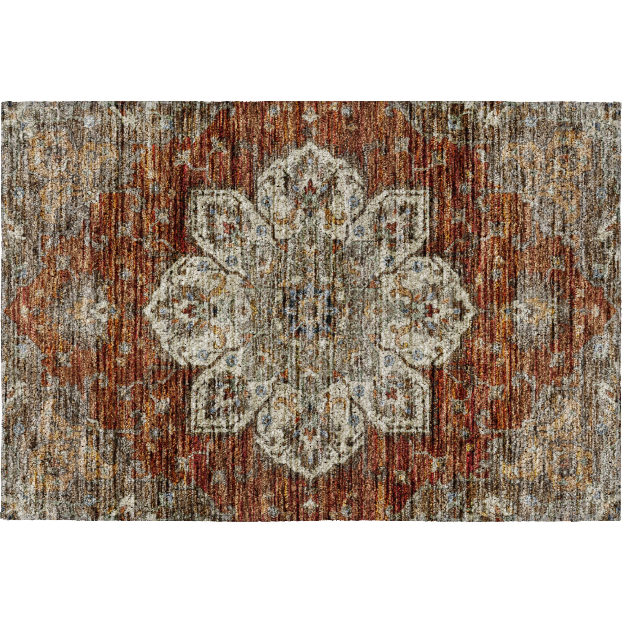 Indoor/Outdoor Traditional SR6 Paprika Orange Rug 1'8" x 2'6" #shape_Rectangle