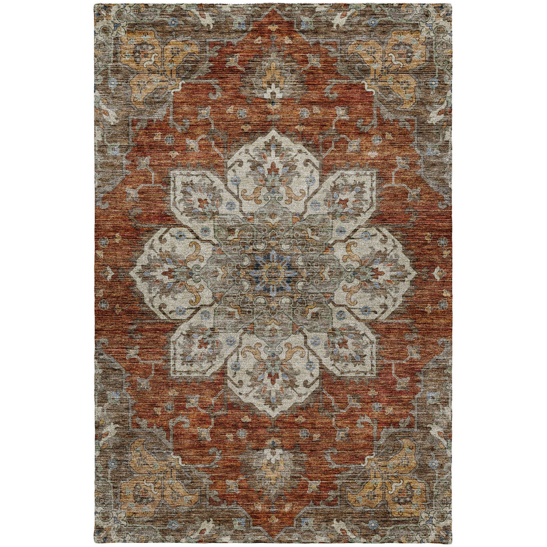 Indoor/Outdoor Traditional SR6 Paprika Orange Rug 2'6" x 3'10" #shape_Rectangle