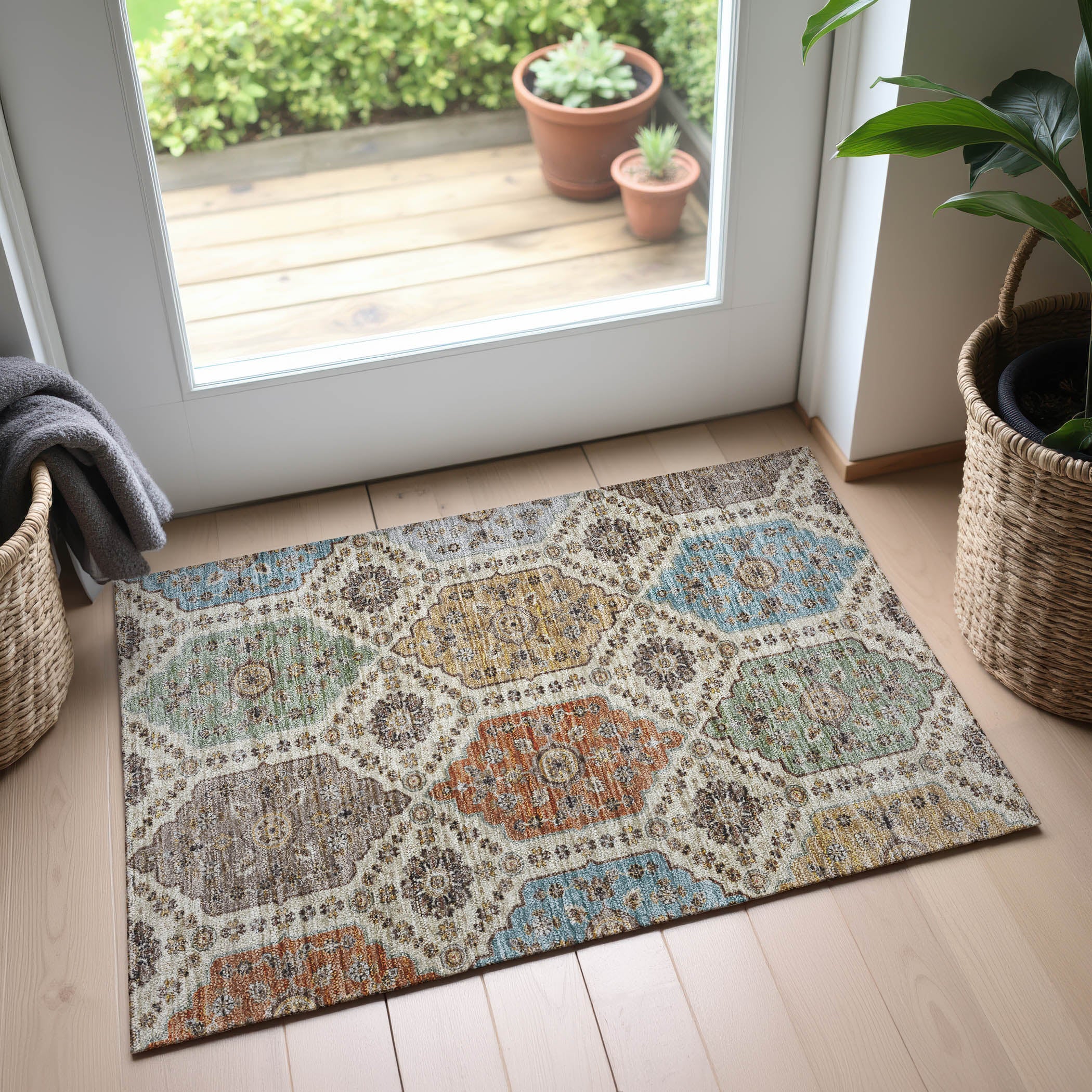Indoor/Outdoor Transitional SR7 Linen Ivory Rug 1'8" x 2'6" #shape_Rectangle