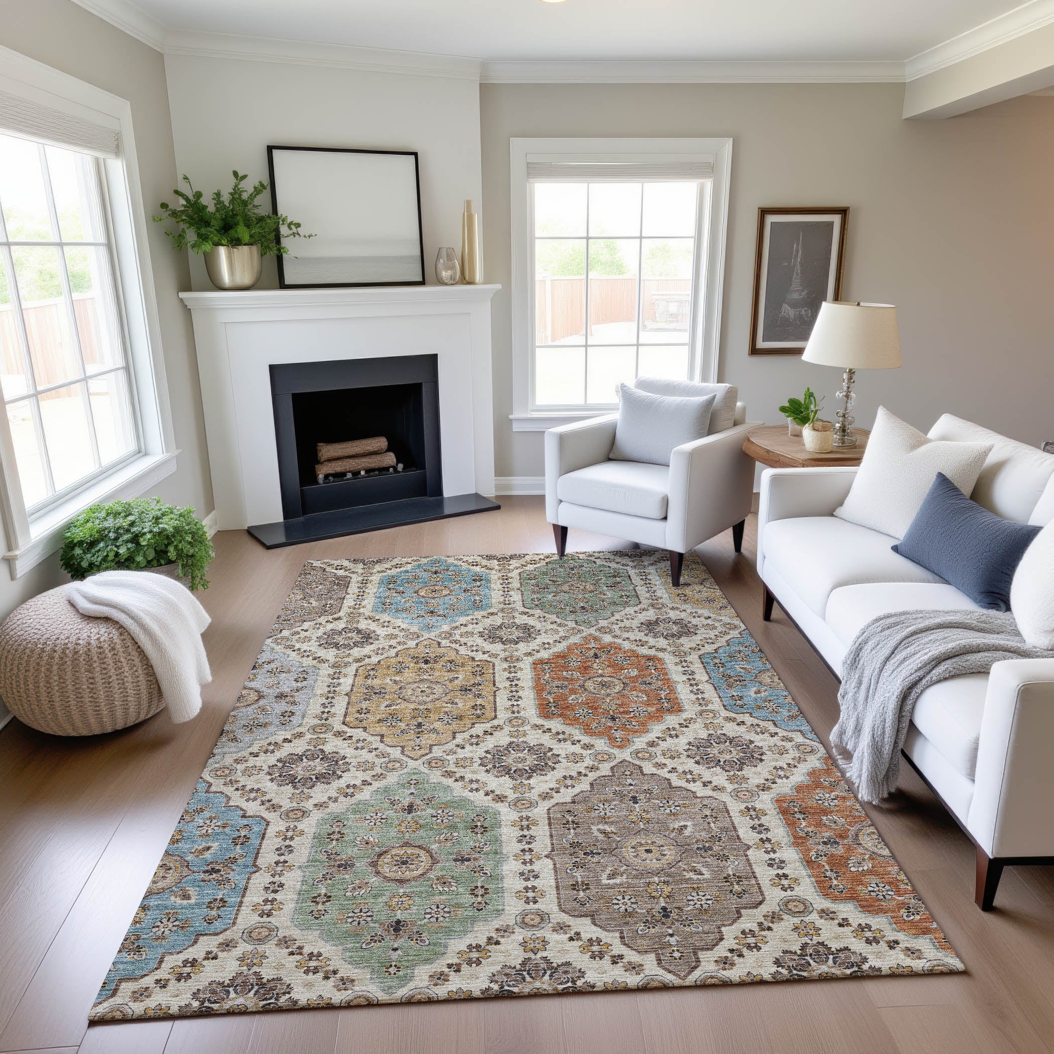 Indoor/Outdoor Transitional SR7 Linen Ivory Rug 2'6" x 3'10" #shape_Rectangle