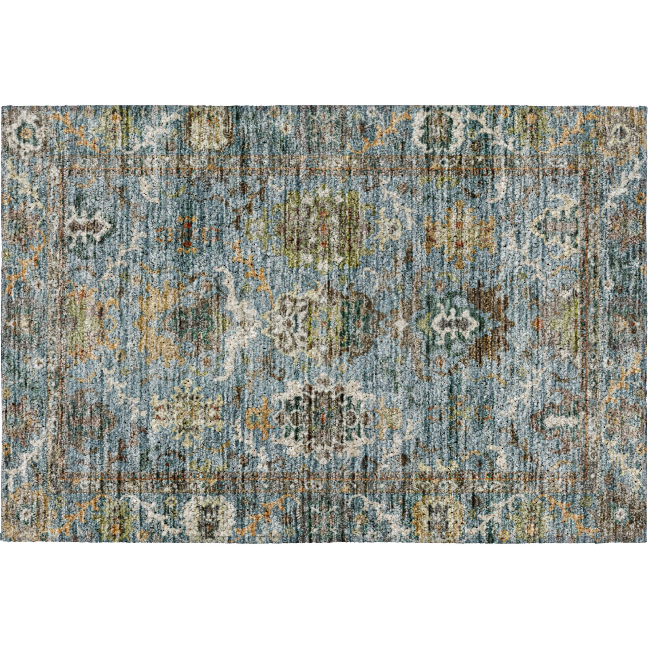 Indoor/Outdoor Traditional SR8 Aqua Teal Rug 1'8" x 2'6" #shape_Rectangle