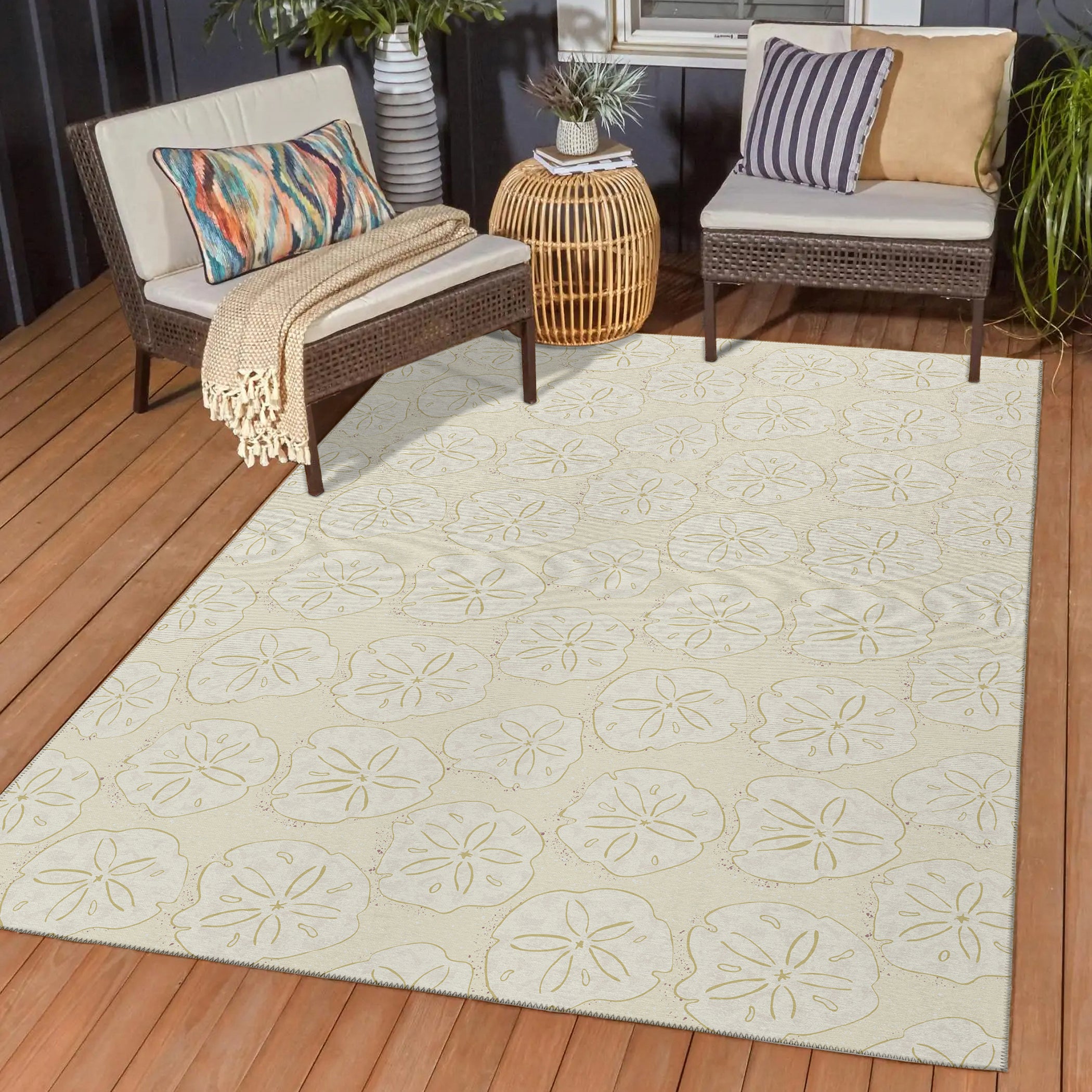Luxury Machine Washable Indoor/Outdoor Coastal SZ10 Ivory Rug 1'8" x 2'6" #shape_Rectangle