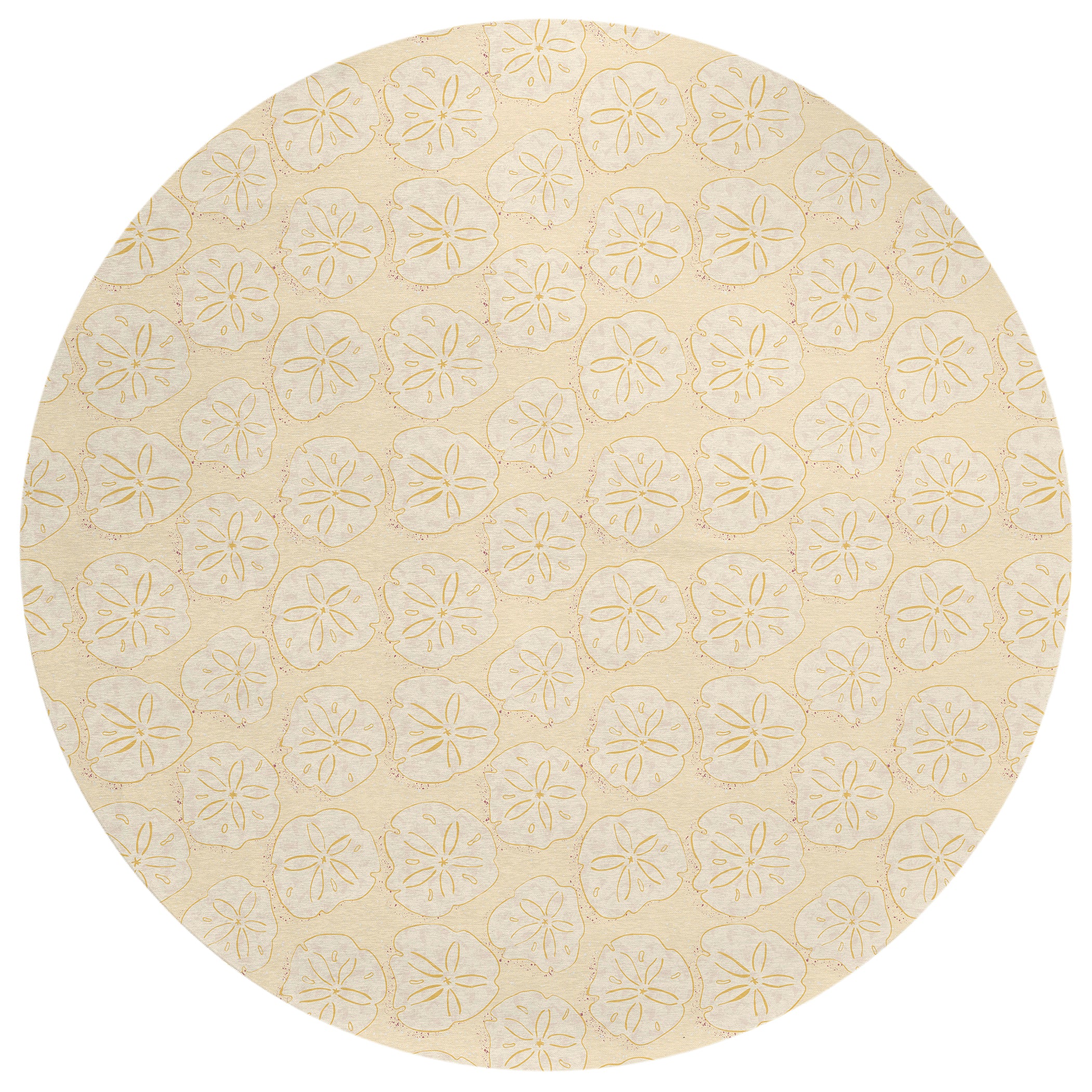 Luxury Machine Washable Indoor/Outdoor Coastal SZ10 Ivory Rug 8' x 8' #shape_Round
