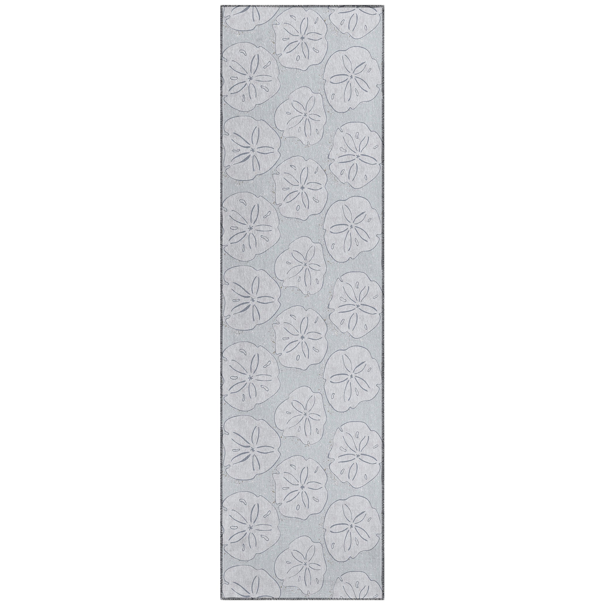Luxury Machine Washable Indoor/Outdoor Coastal SZ10 Silver Gray Rug 2'3" x 7'6" #shape_Runner