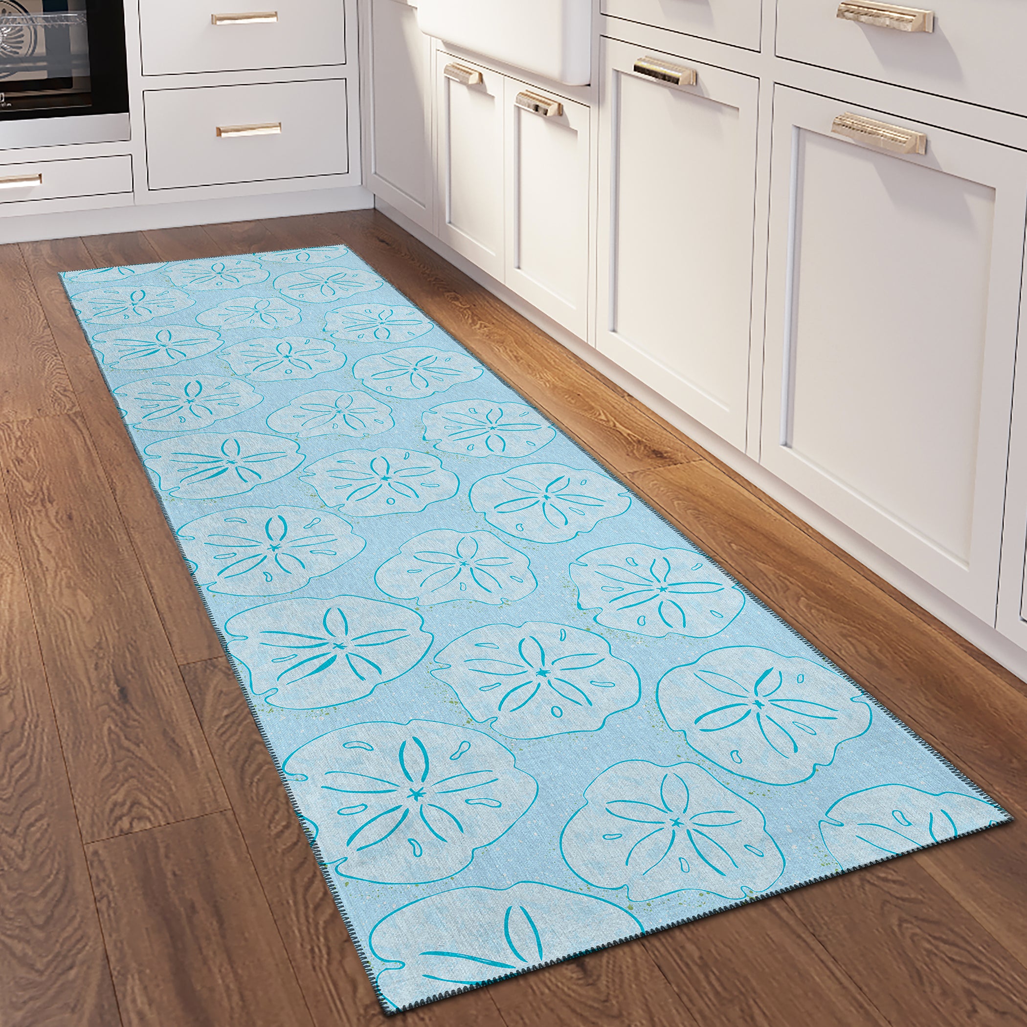 Luxury Machine Washable Indoor/Outdoor Coastal SZ10 Sky Blue Rug 2'3" x 7'6" #shape_Runner