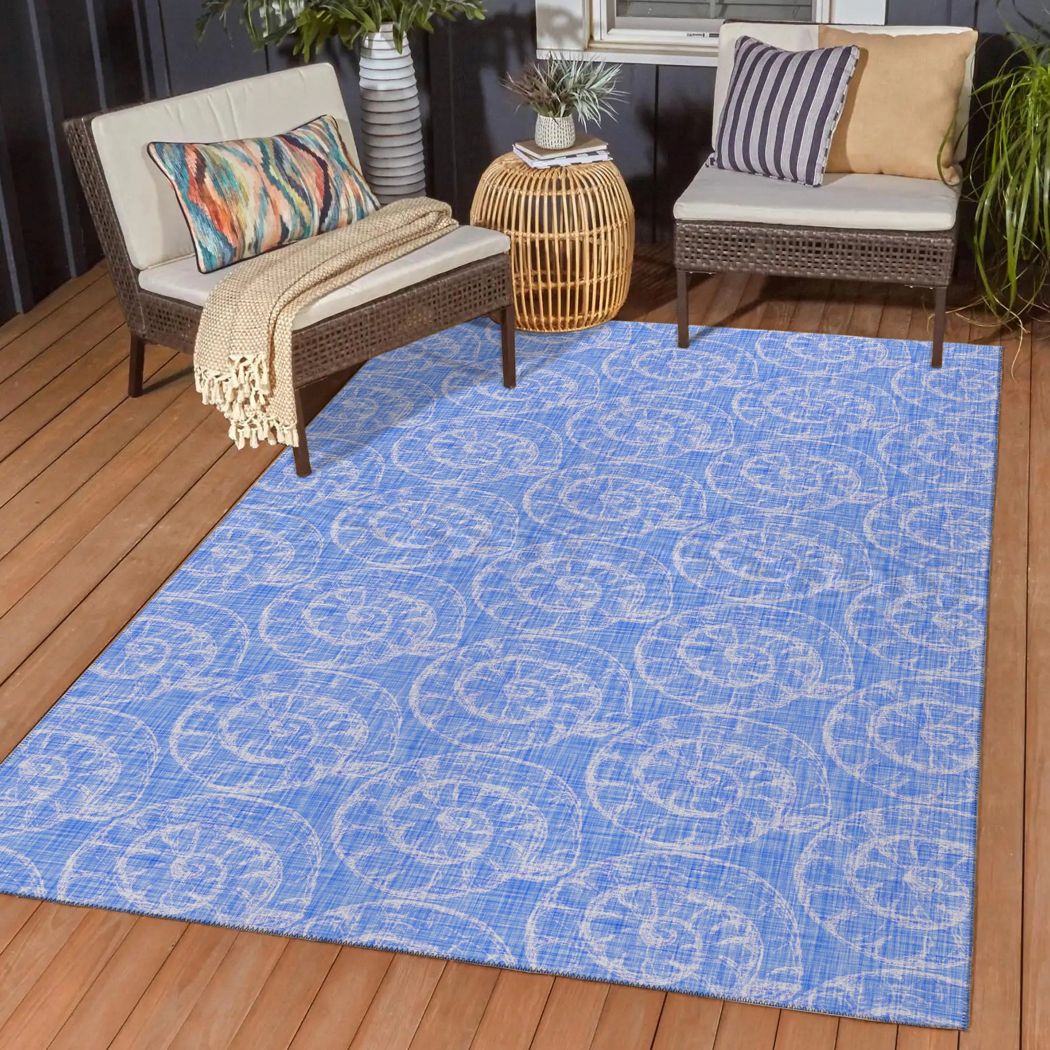 Luxury Machine Washable Indoor/Outdoor Coastal SZ11 Cobalt Blue Rug 1'8" x 2'6" #shape_Rectangle
