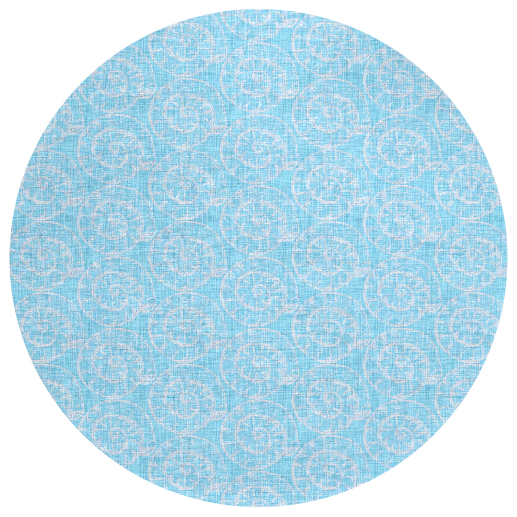 Luxury Machine Washable Indoor/Outdoor Coastal SZ11 Poolside Blue Rug 8' x 8' #shape_Round