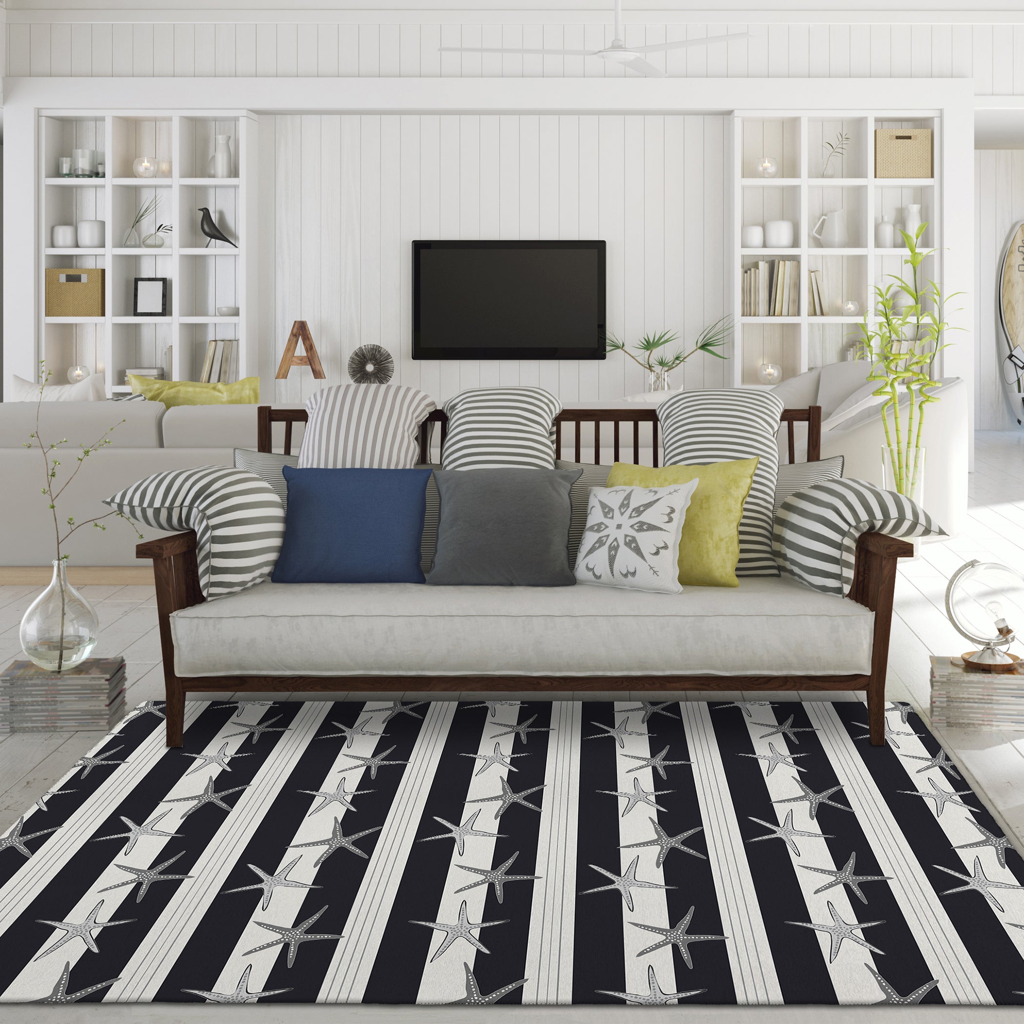 Luxury Machine Washable Indoor/Outdoor Coastal SZ12 Black Rug 2'6" x 3'10" #shape_Rectangle