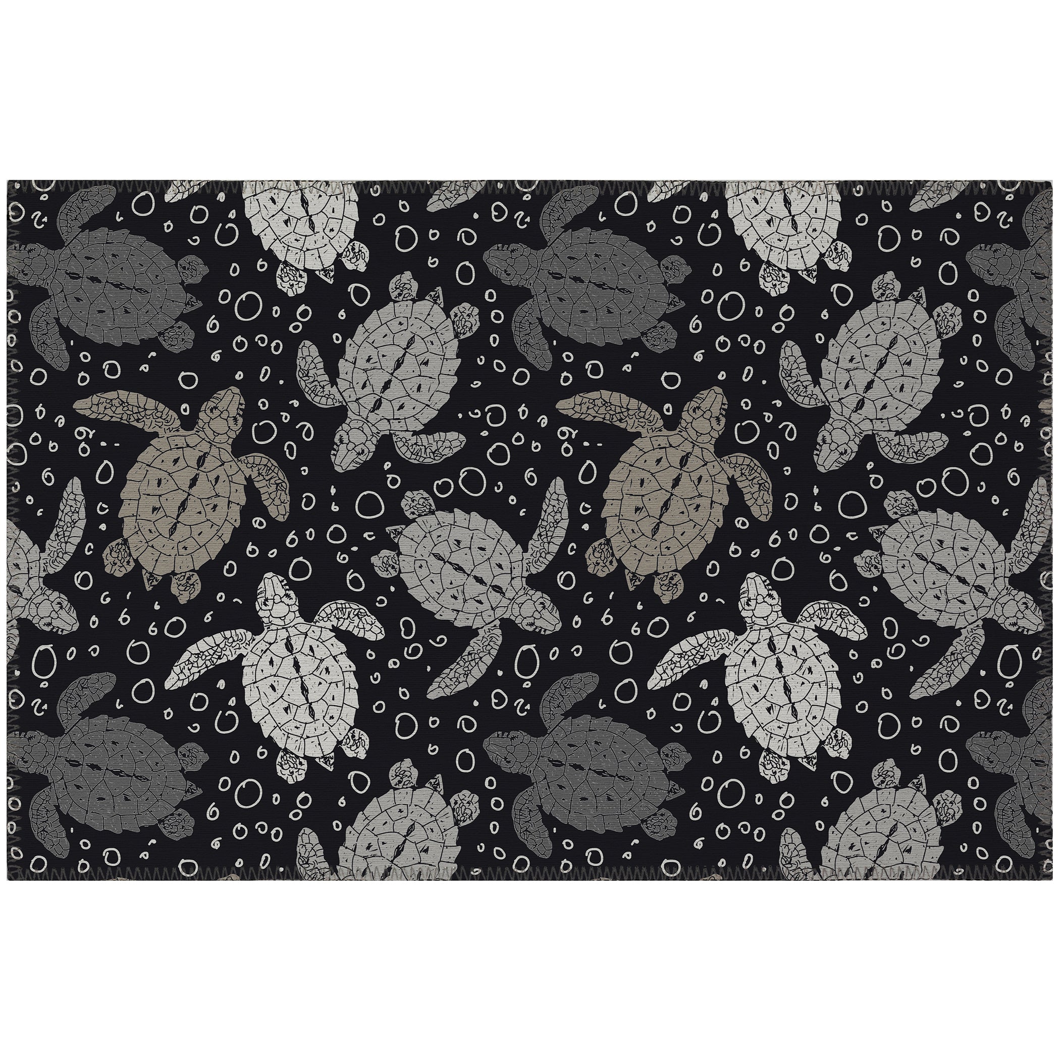 Luxury Machine Washable Indoor/Outdoor Coastal SZ13 Black Rug 1'8" x 2'6" #shape_Rectangle