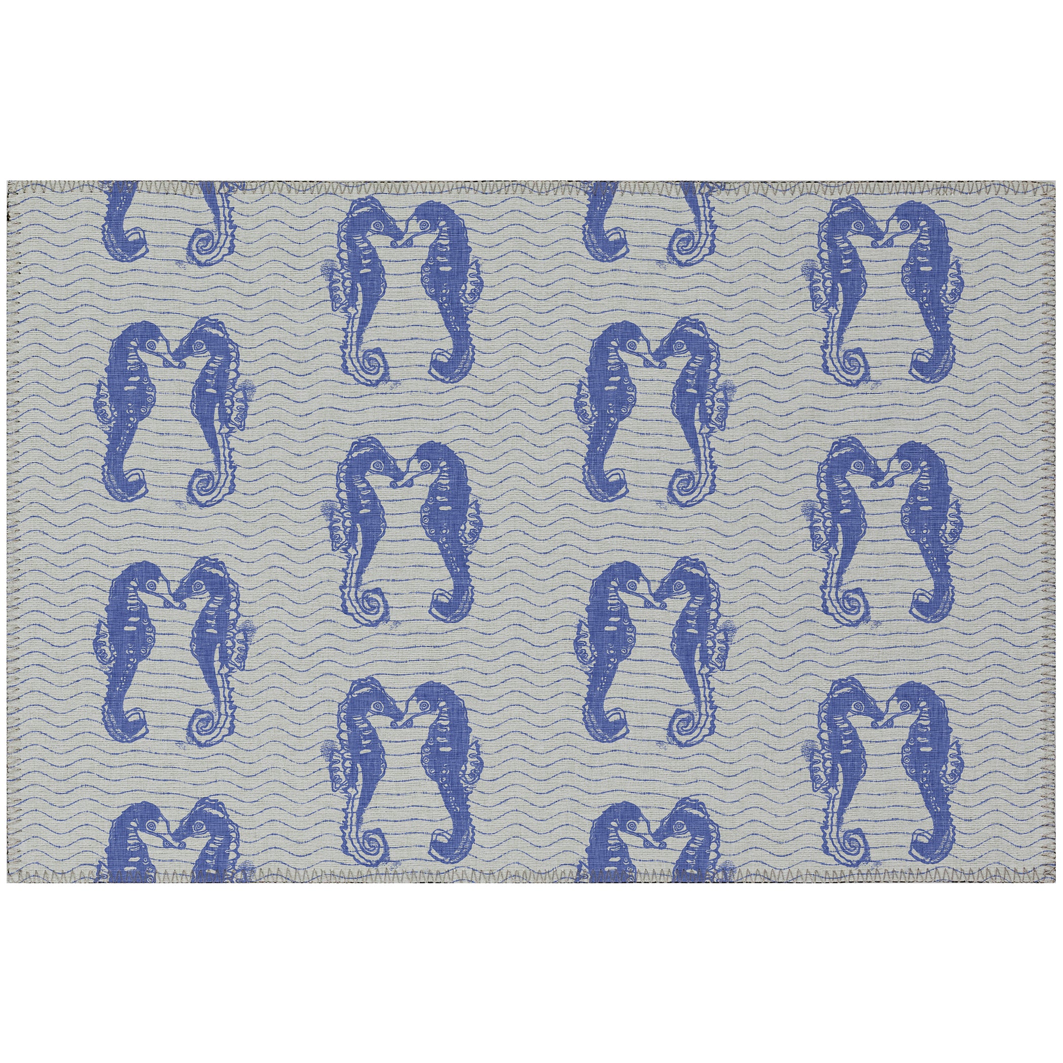 Luxury Machine Washable Indoor/Outdoor Coastal SZ15 Navy Blue Rug 1'8" x 2'6" #shape_Rectangle