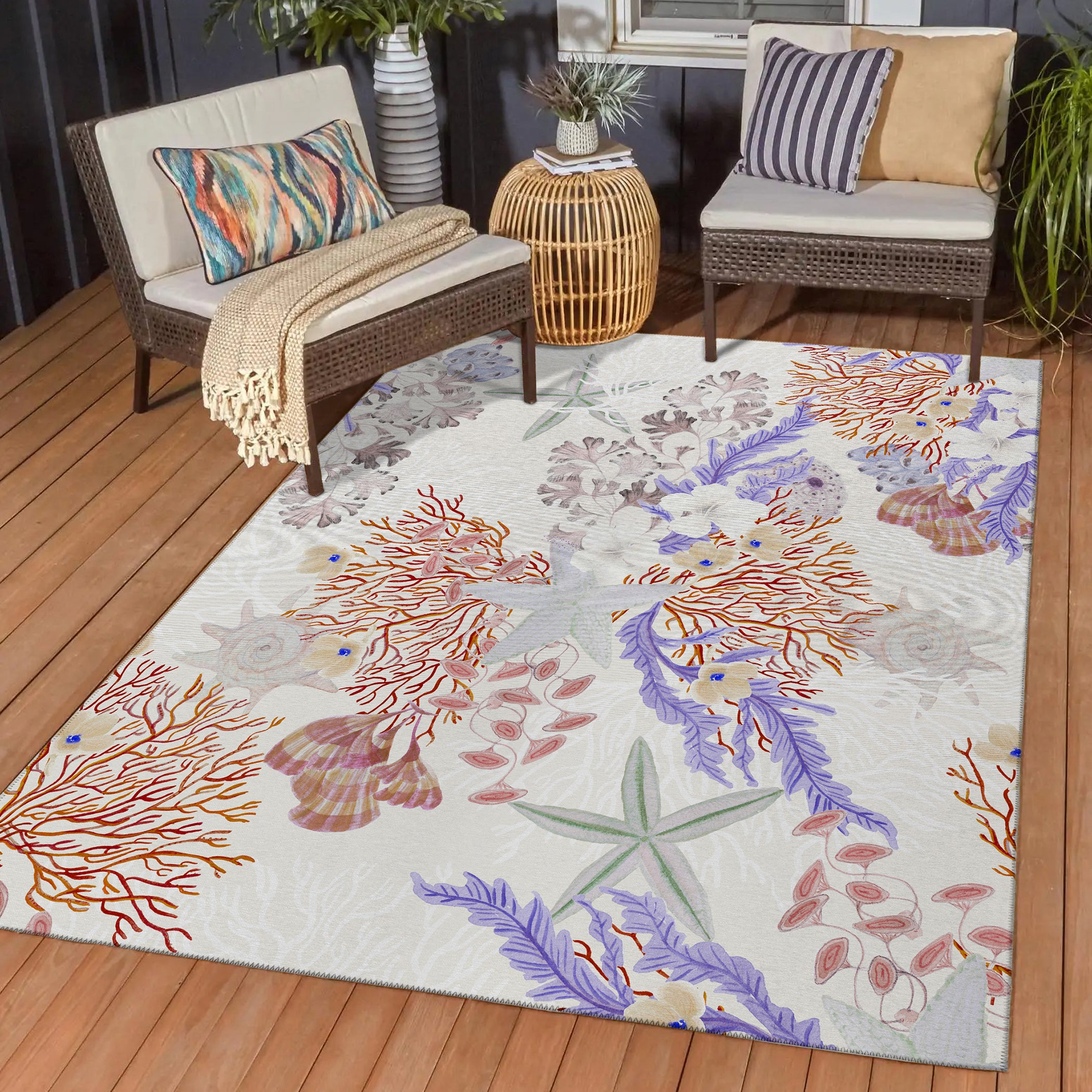 Luxury Machine Washable Indoor/Outdoor Coastal SZ1 Ivory Rug 1'8" x 2'6" #shape_Rectangle