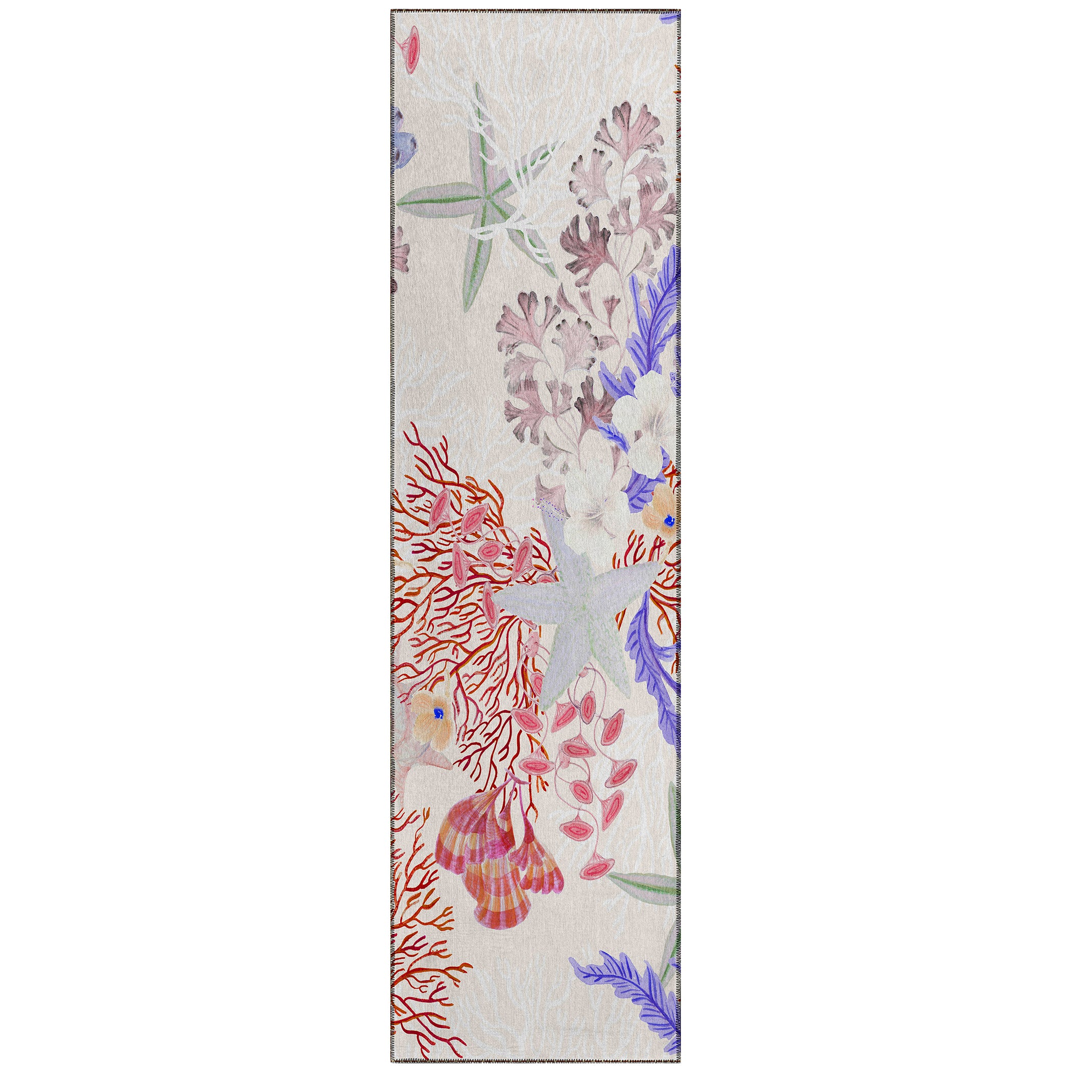 Luxury Machine Washable Indoor/Outdoor Coastal SZ1 Ivory Rug 2'3" x 7'6" #shape_Runner