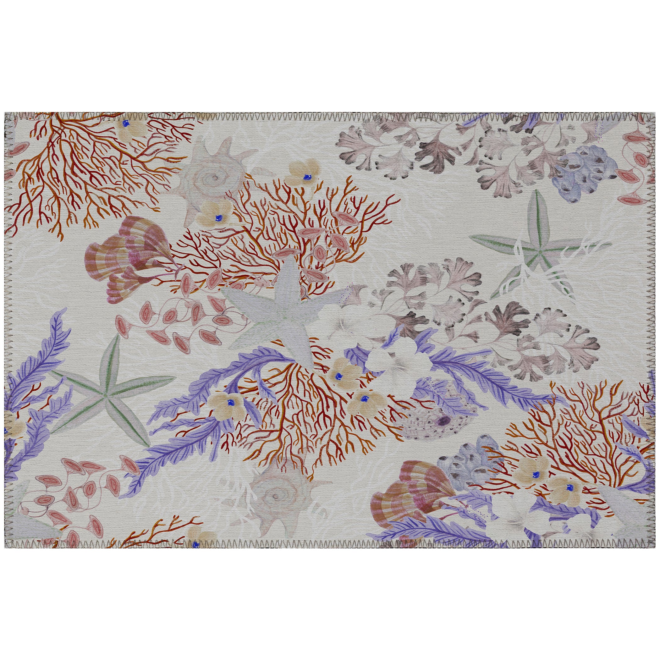 Luxury Machine Washable Indoor/Outdoor Coastal SZ1 Ivory Rug 1'8" x 2'6" #shape_Rectangle