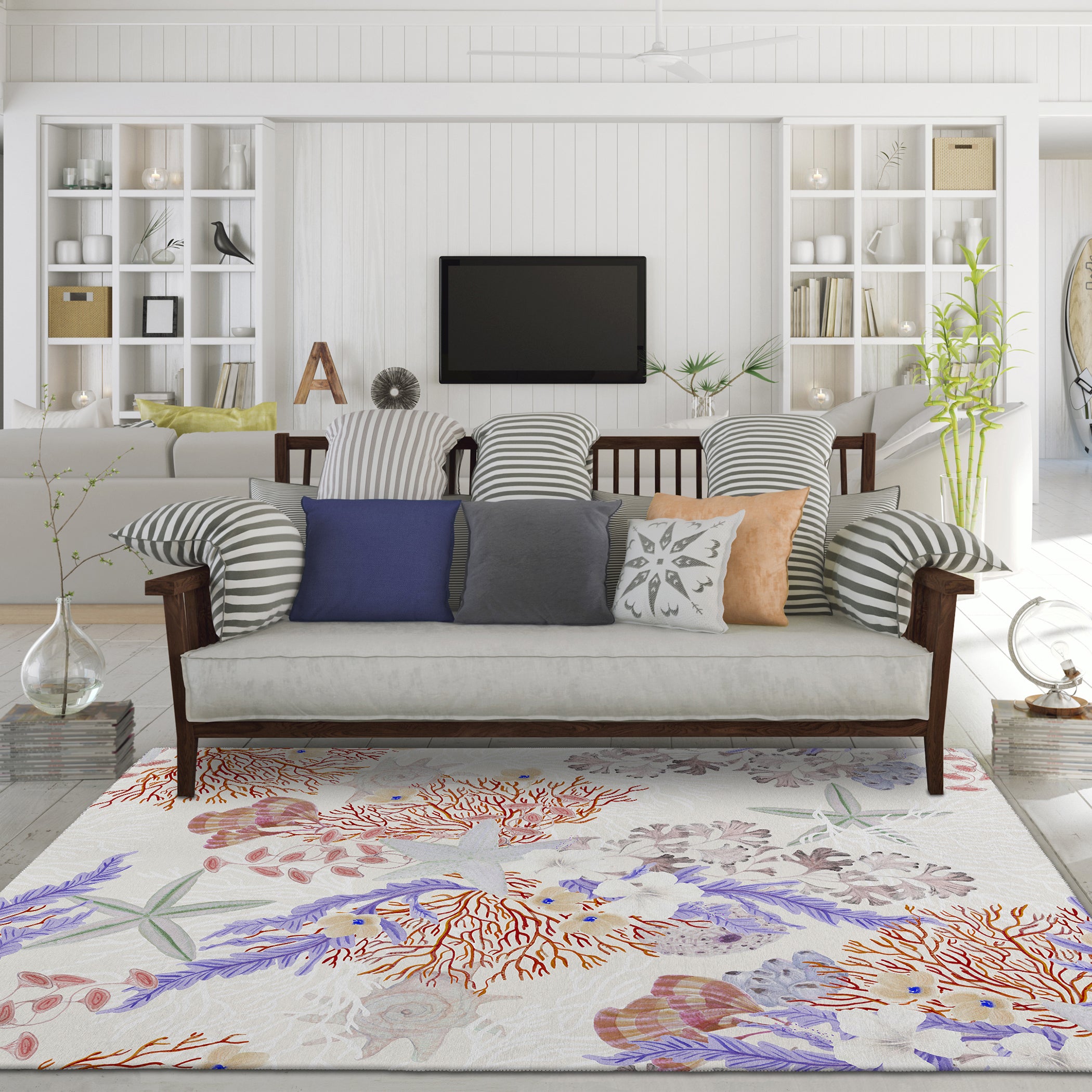 Luxury Machine Washable Indoor/Outdoor Coastal SZ1 Ivory Rug 2'6" x 3'10" #shape_Rectangle